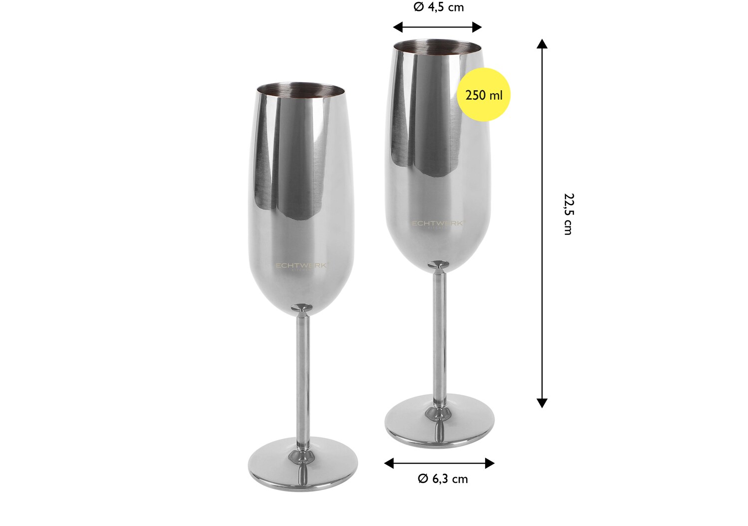 Echtwerk Sekt-/Champagnerkelch Set 2tlg – silber | 04260238064120