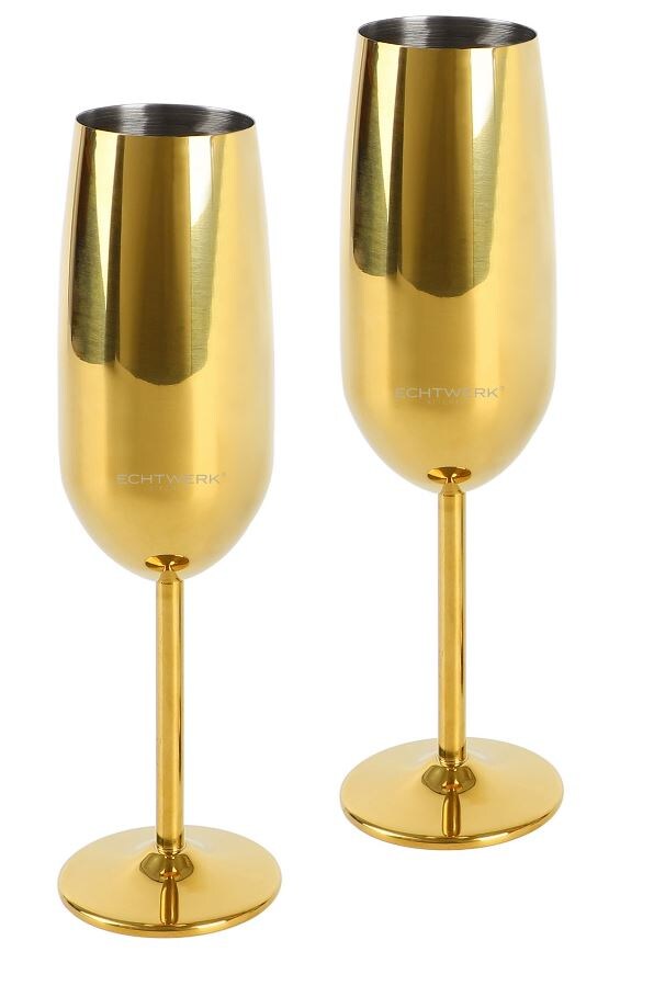 Echtwerk Sekt-/Champagnerkelch Set 2tlg – gold | 04260238064137