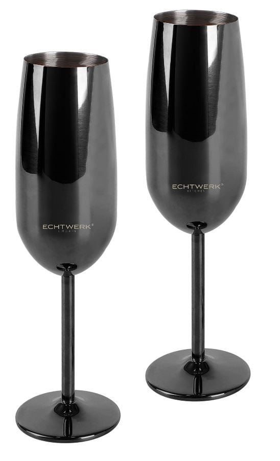 ECHTWERK Sektglas Set, 2-teilig, Edelstahl Sektkelche, Champagnergl&auml;ser, bruchsicher, 250 ml - Bild 1