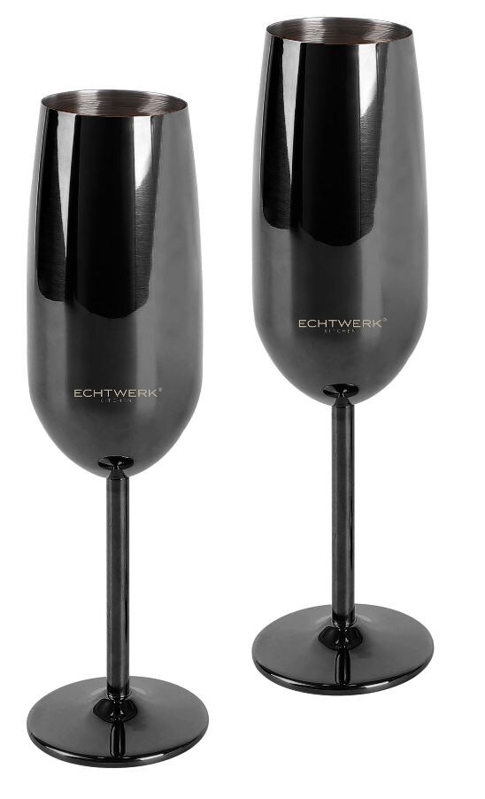 Echtwerk Sekt-/Champagnerkelch Set 2tlg – schwarz | 04260238064151