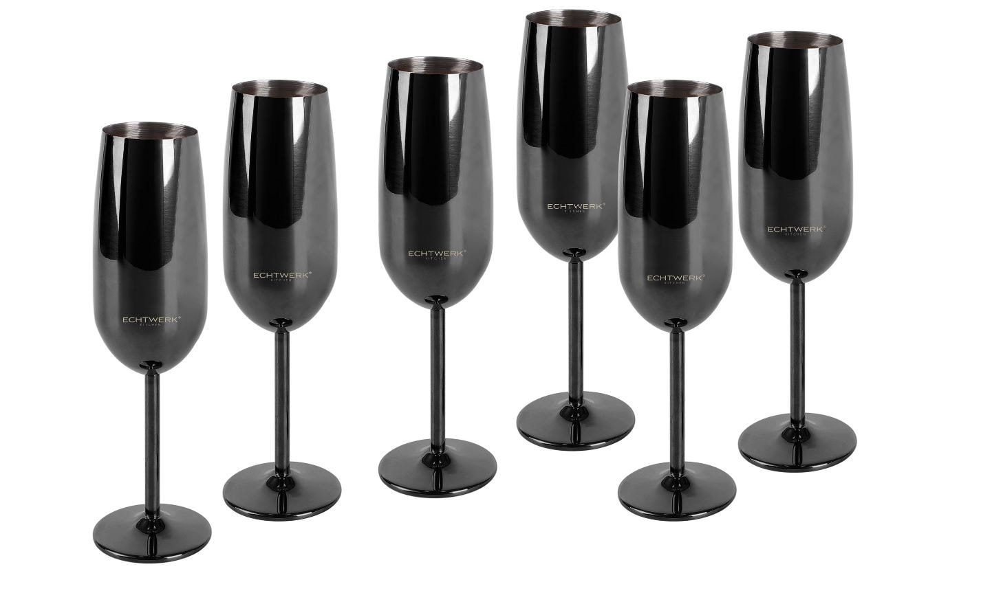 ECHTWERK Sektglas Set, 6-teilig, Edelstahl Sektkelche, Champagnergl&auml;ser, bruchsicher, 250 ml - Bild 1