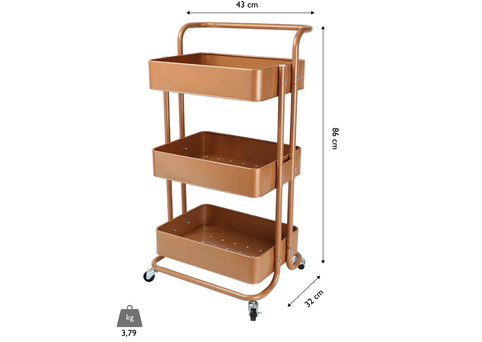 Küchenwagen mit Tragegriff – kupfer | 04260238064663