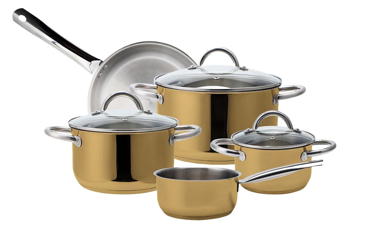 Kochtopf-Set 8tlg aus Edelstahl, gold | 04260238066988