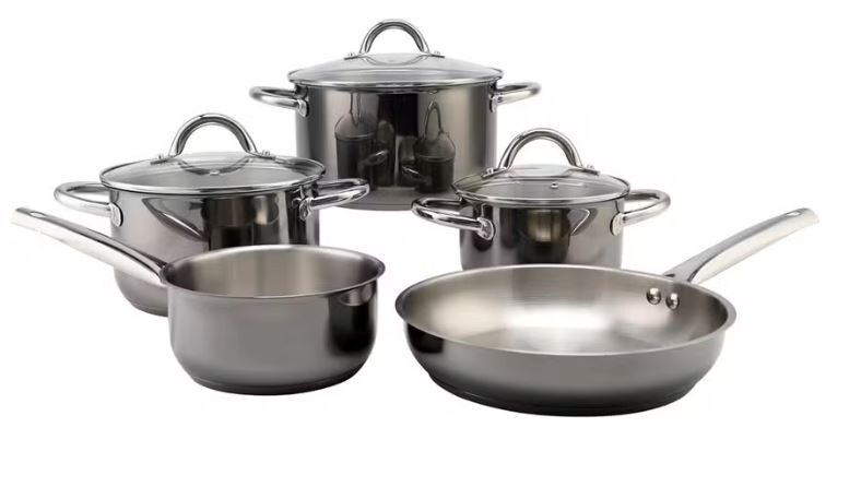 Kochtopf-Set 8tlg aus Edelstahl, schwarz | 04260238066995