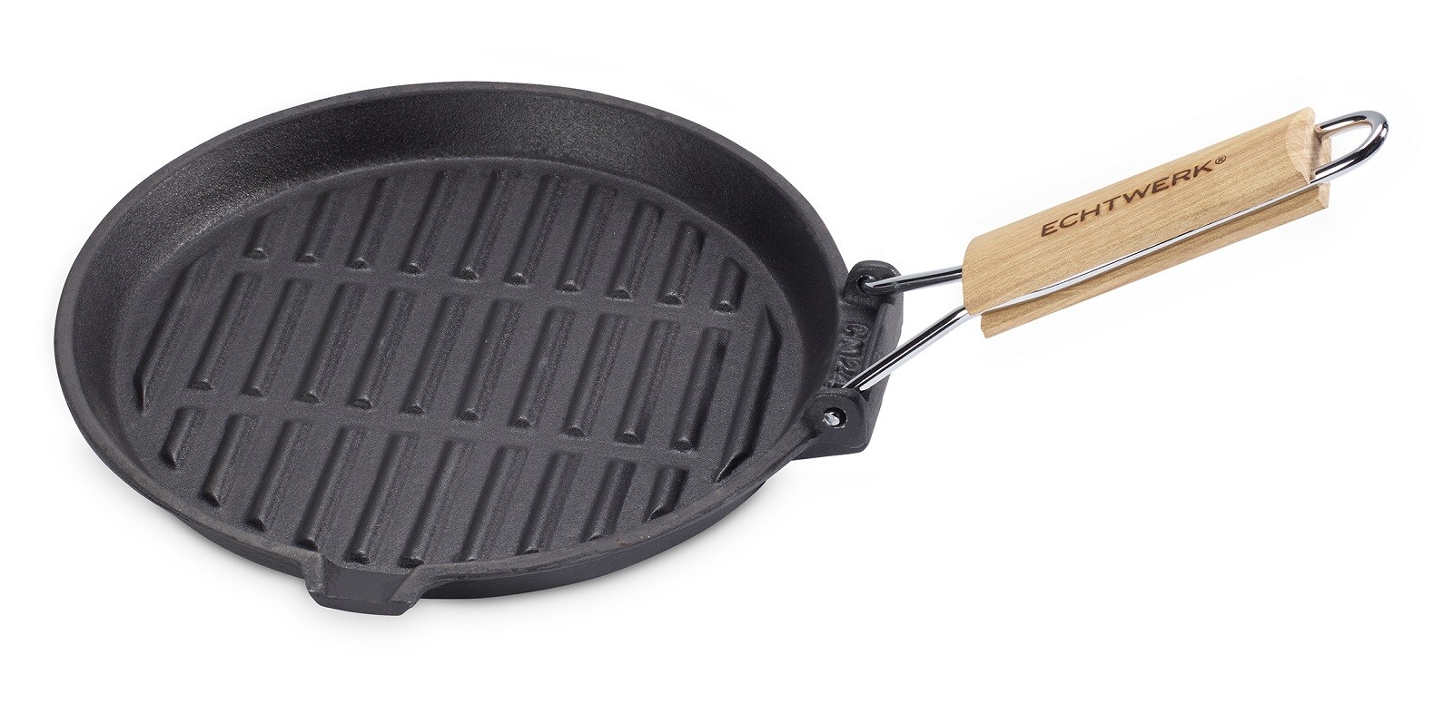 ECHTWERK Grillpfanne aus  GUSS mit Holzgriff 23cm | 04260238062546