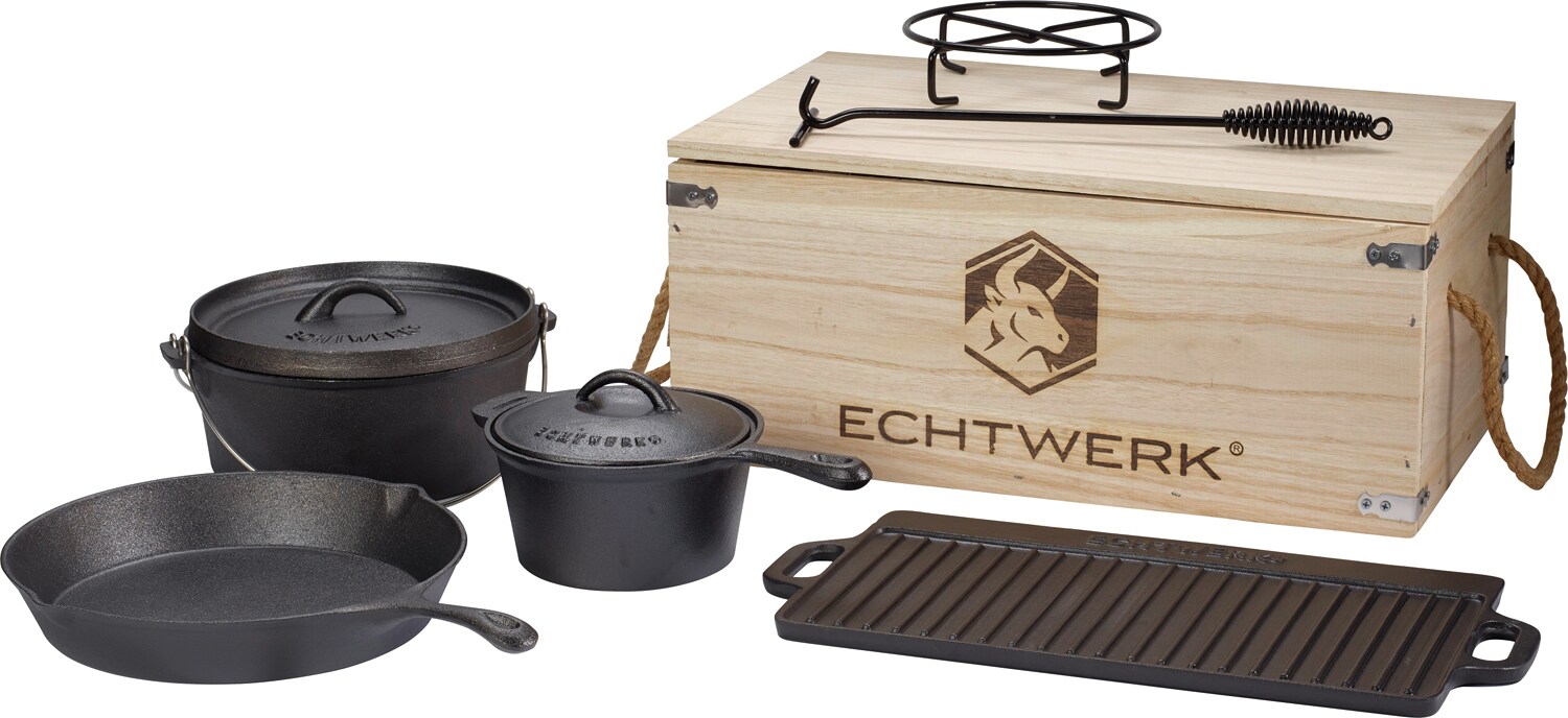 ECHTWERK 7-teiliges Dutch Oven Set mit Holzkisten - Bild 1