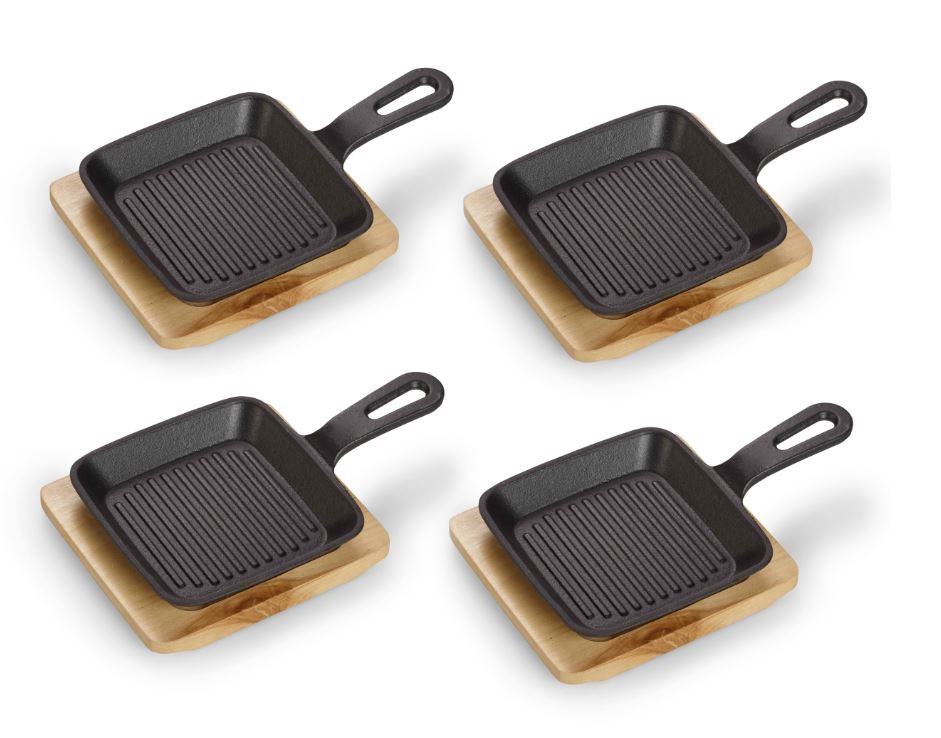 Quadtratische Servierpfanne aus Gusseisen, 4tlg. - Bild 1