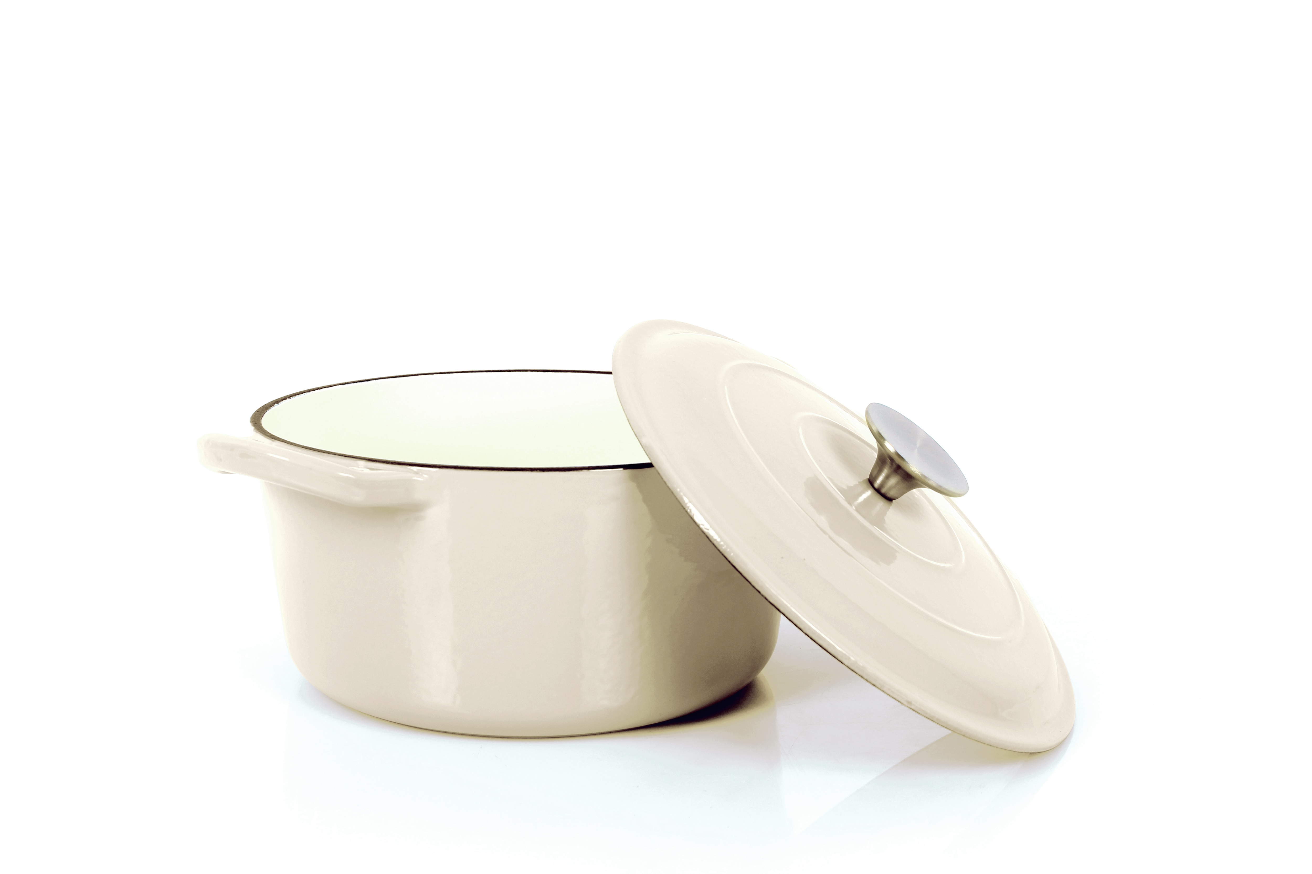 Gusseisen Koch- Schmortopf mit Deckel creme - Bild 1