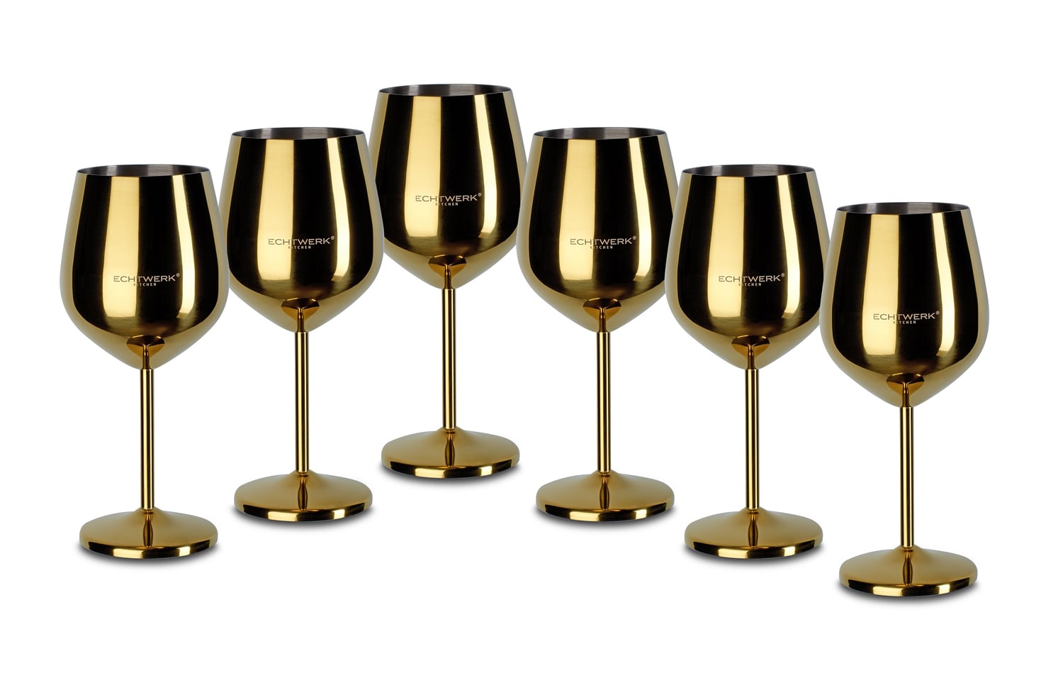 Echtwerk Weingl&auml;ser Set 6tlg aus Edelstahl - gold - Bild 1