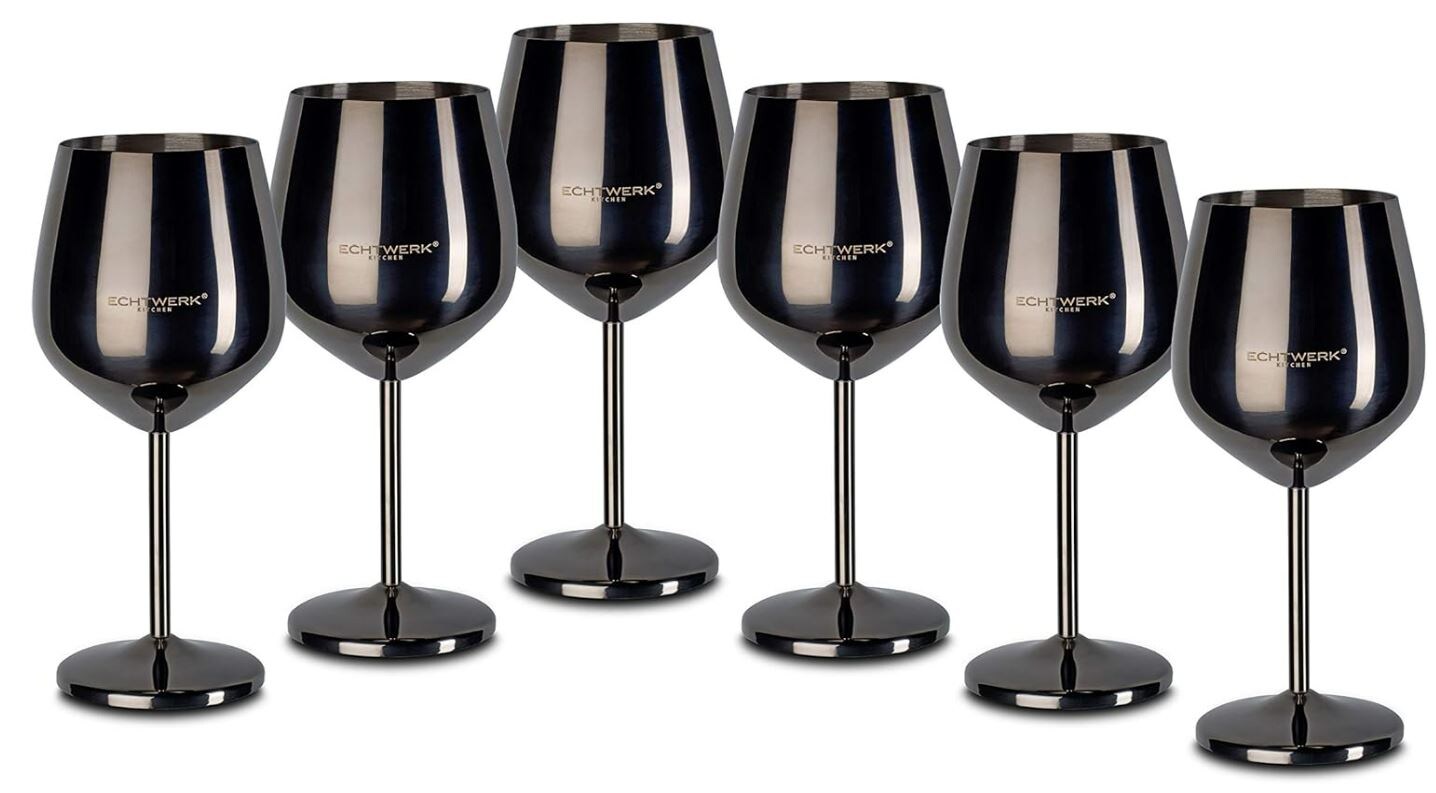 Echtwerk Weingläser Set 6tlg aus Edelstahl –  sw | 04260238063499