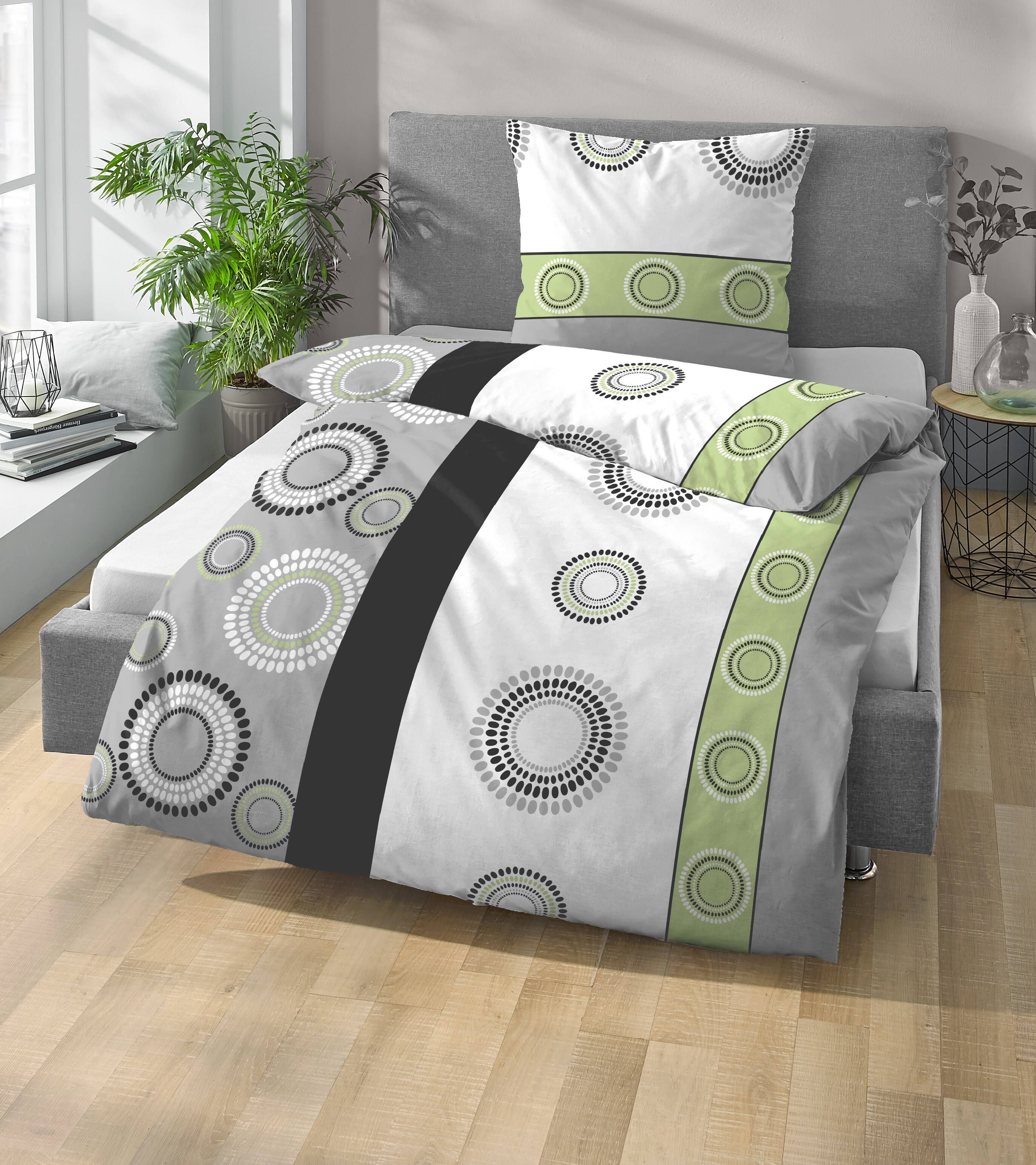 Dekor Linon Bettw&auml;sche 155/220 cm - Kringel - versch. Muster - Bild 1