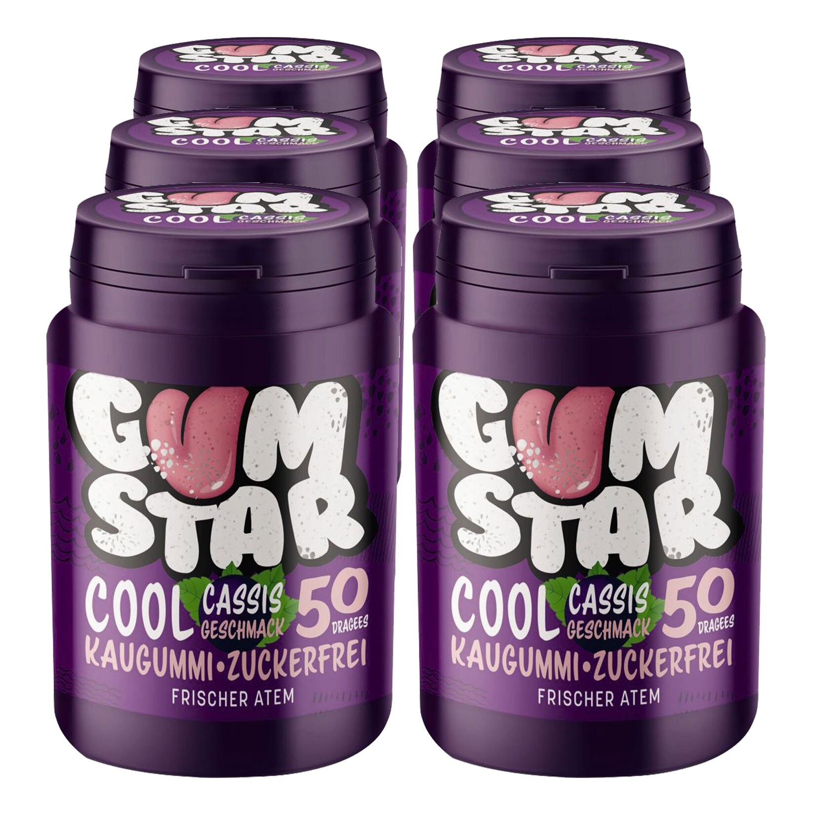 Gumstar Cool Cassis Kaugummi 50 St&uuml;ck, 6er Pack - Bild 1