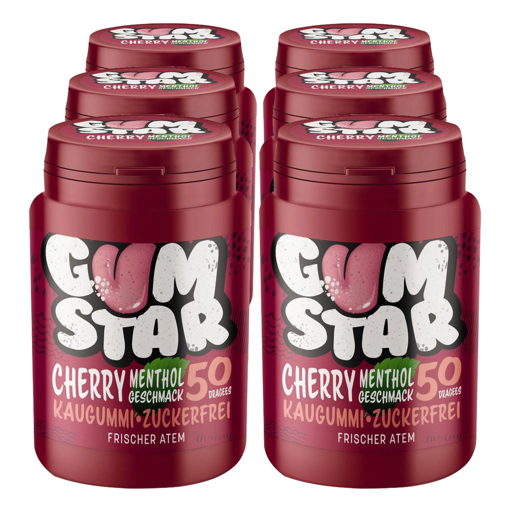 Gumstar Cherry Menthol Kaugummi 50 St&uuml;ck, 6er Pack - Bild 1