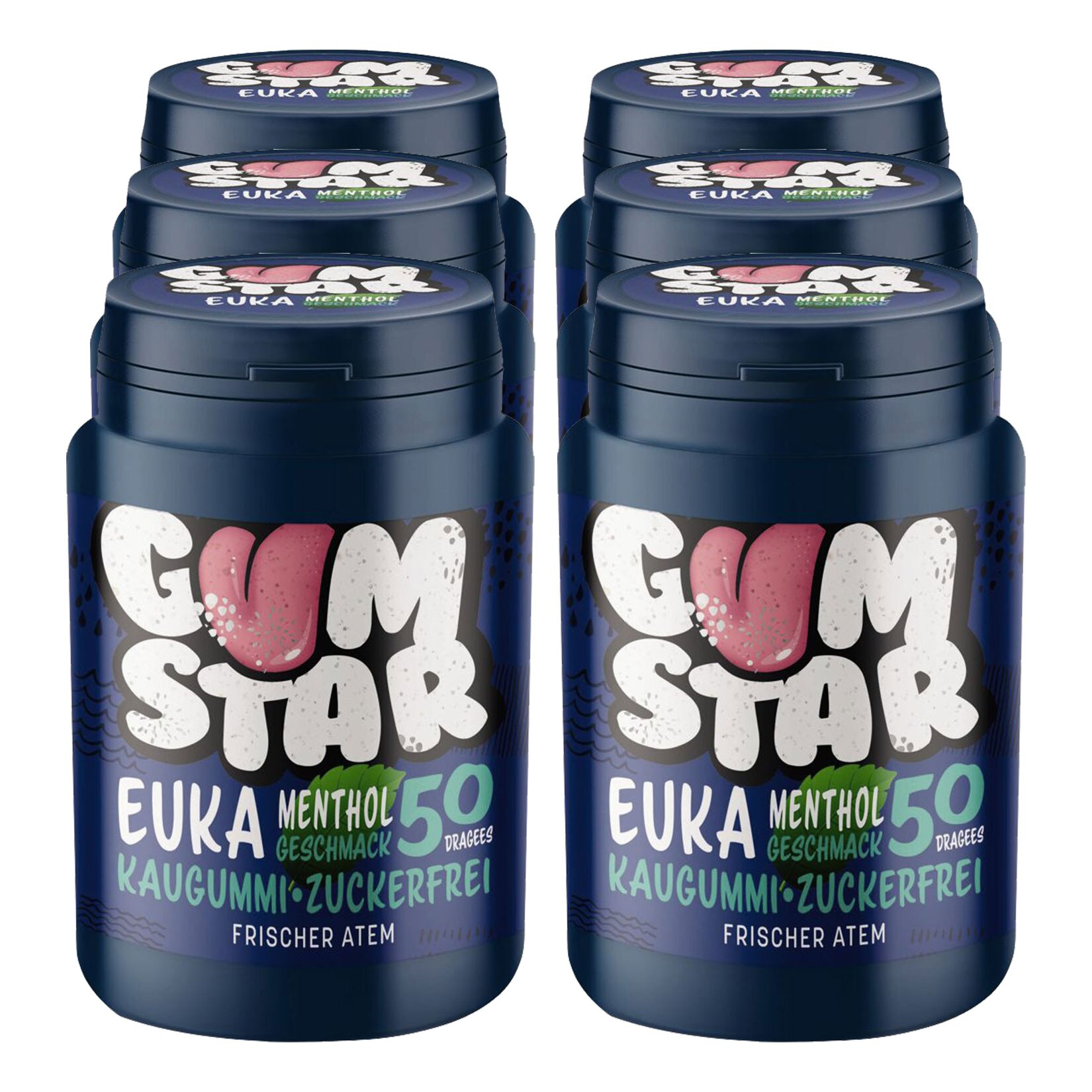 Gumstar Euka Menthol Kaugummi 50 St&uuml;ck, 6er Pack - Bild 1