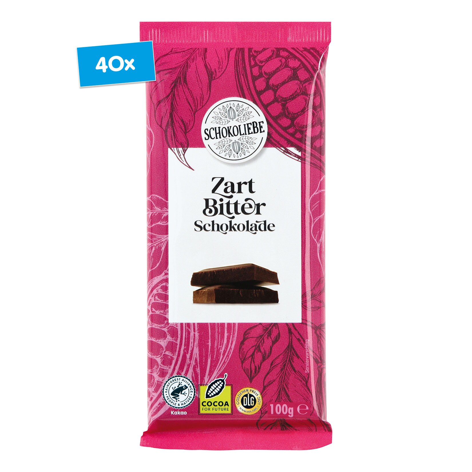 Schokoliebe Zartbitter Schokolade 100 g, 40er Pack - Bild 1