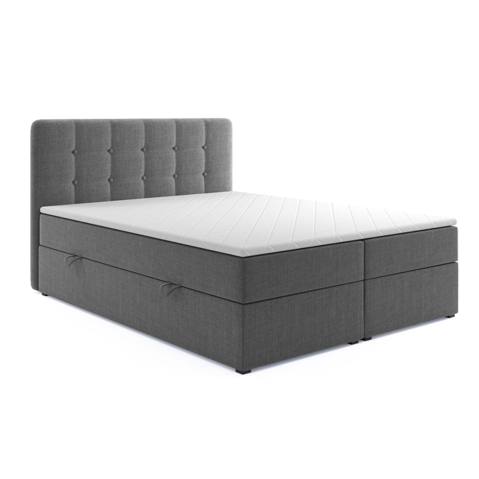 M-Punkt  Boxspringbett Prag inkl. VISCO Topper (180 x 200 cm) mit Bettkasten Chesterfield - Grau - Bild 1