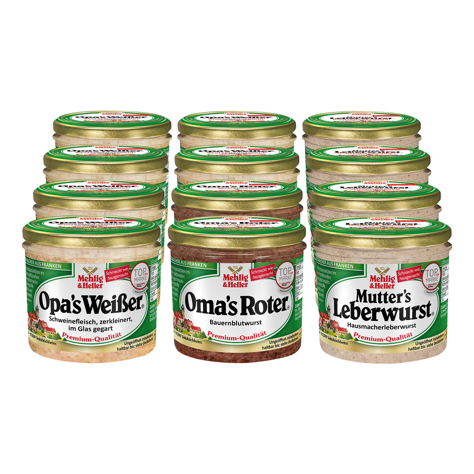 Mehlig & Heller Familienwurst 250 g, verschiedene Sorten, 12er Pack - Bild 1