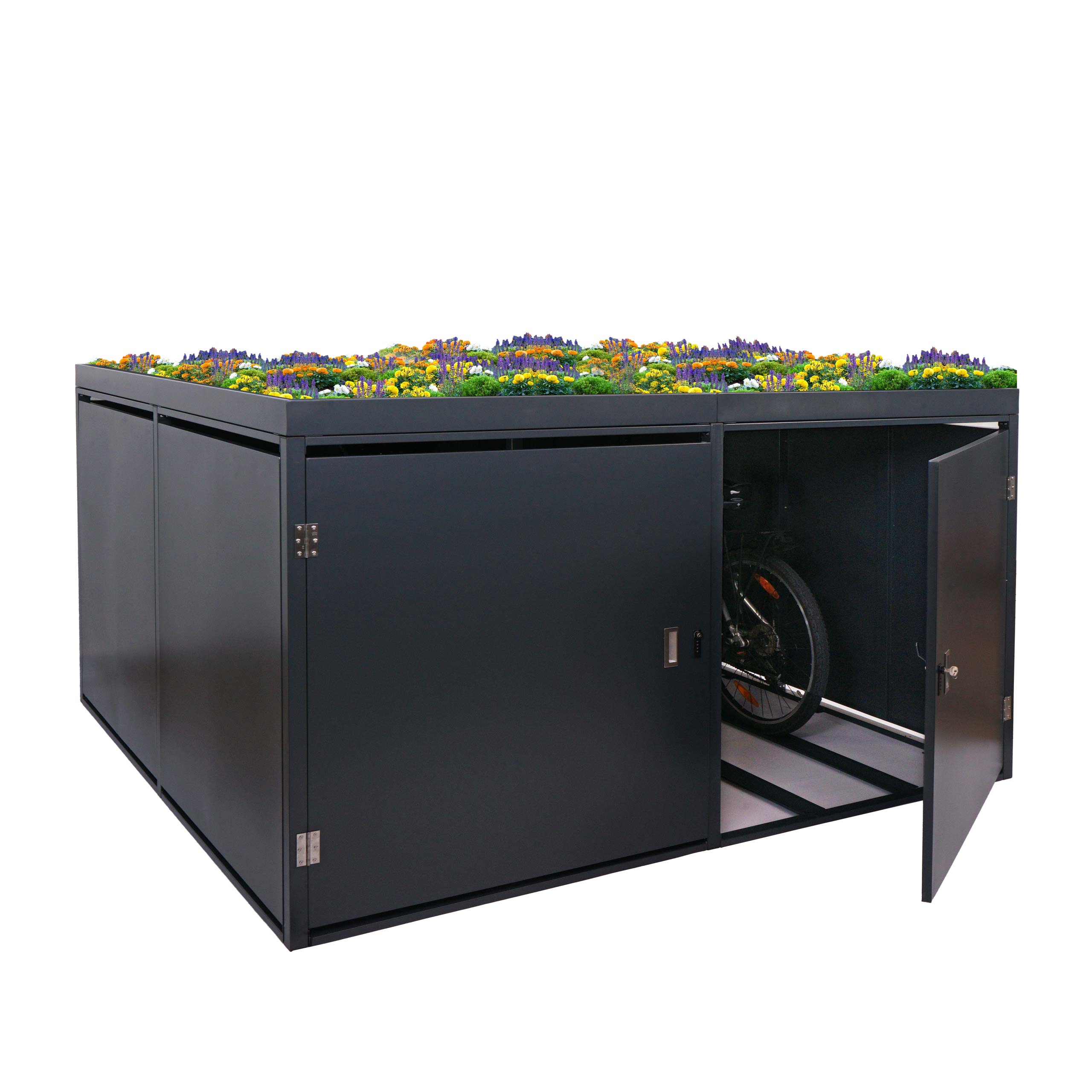 4er-Fahrradgarage mit Pflanzkasten MCW-L56b, Fahrradbox, abschlie&szlig;bar verzinkter Stahl 126x220x210cm ~ anthrazit - Bild 1