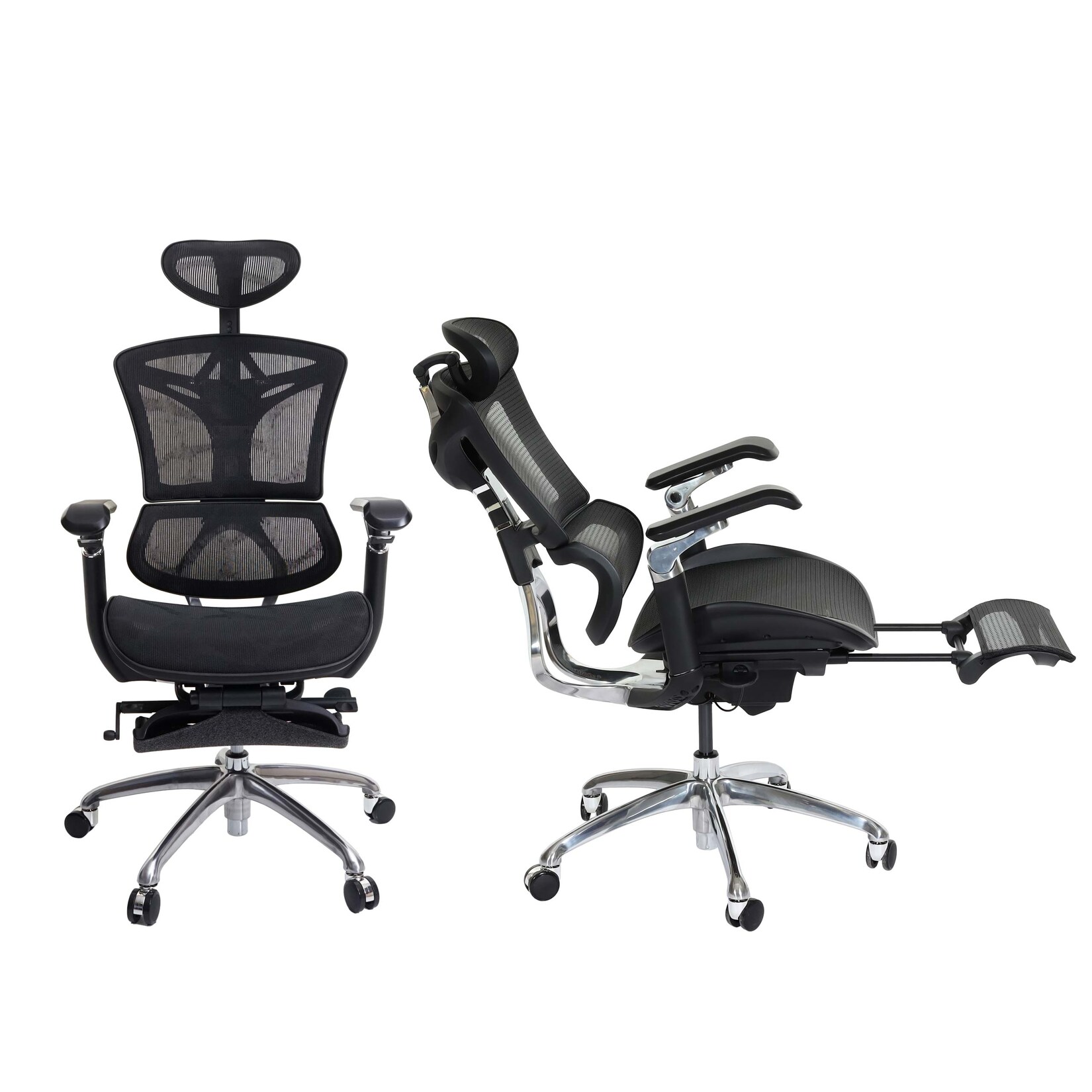 Bürostuhl MCW-J93b, Schreibtischstuhl Drehstuhl, ergonomisch, Lordosenstütze Fußstütze 3D-verstellbare Armlehnen schwarz | 04057651627274