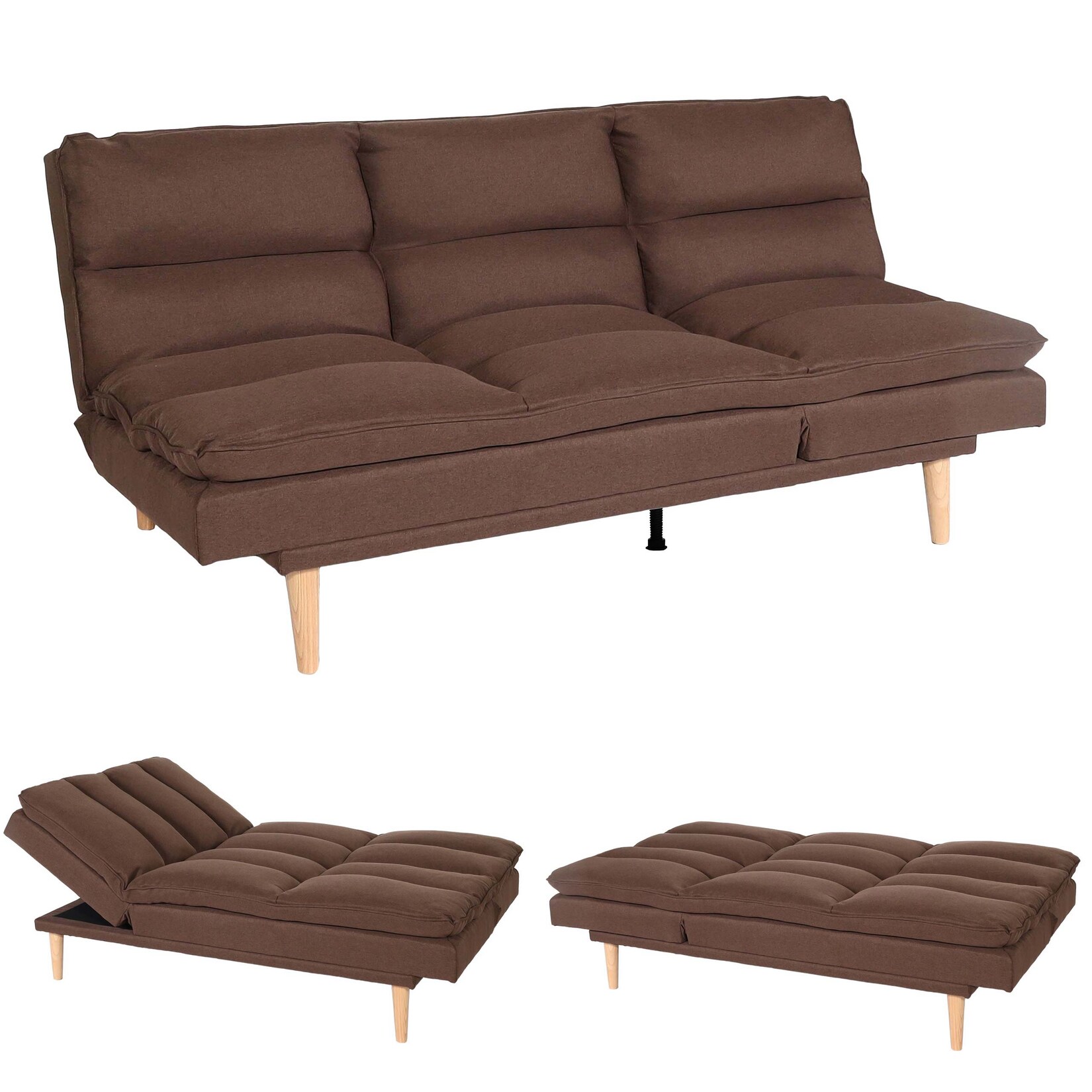 Schlafsofa MCW-M79, Gästebett Schlafcouch Couch Sofa, Schlaffunktion Liegefläche 180x110cm ~ Stoff/Textil braun