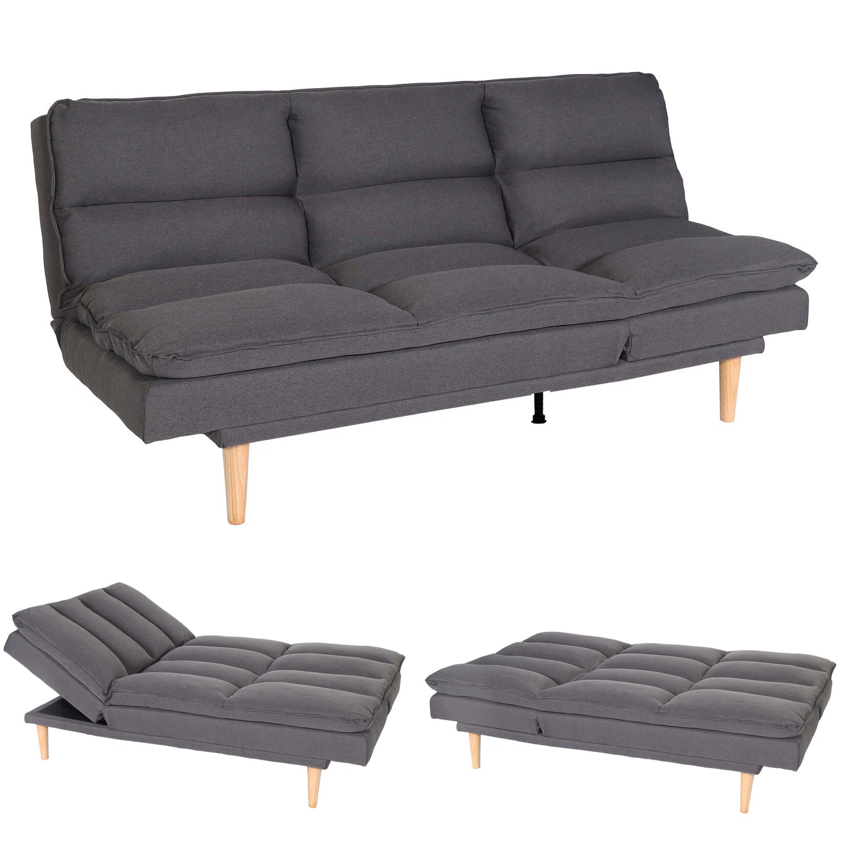 Schlafsofa MCW-M79, Gästebett Schlafcouch Couch Sofa, Schlaffunktion Liegefläche 180x110cm ~ Stoff/Textil dunkelgrau