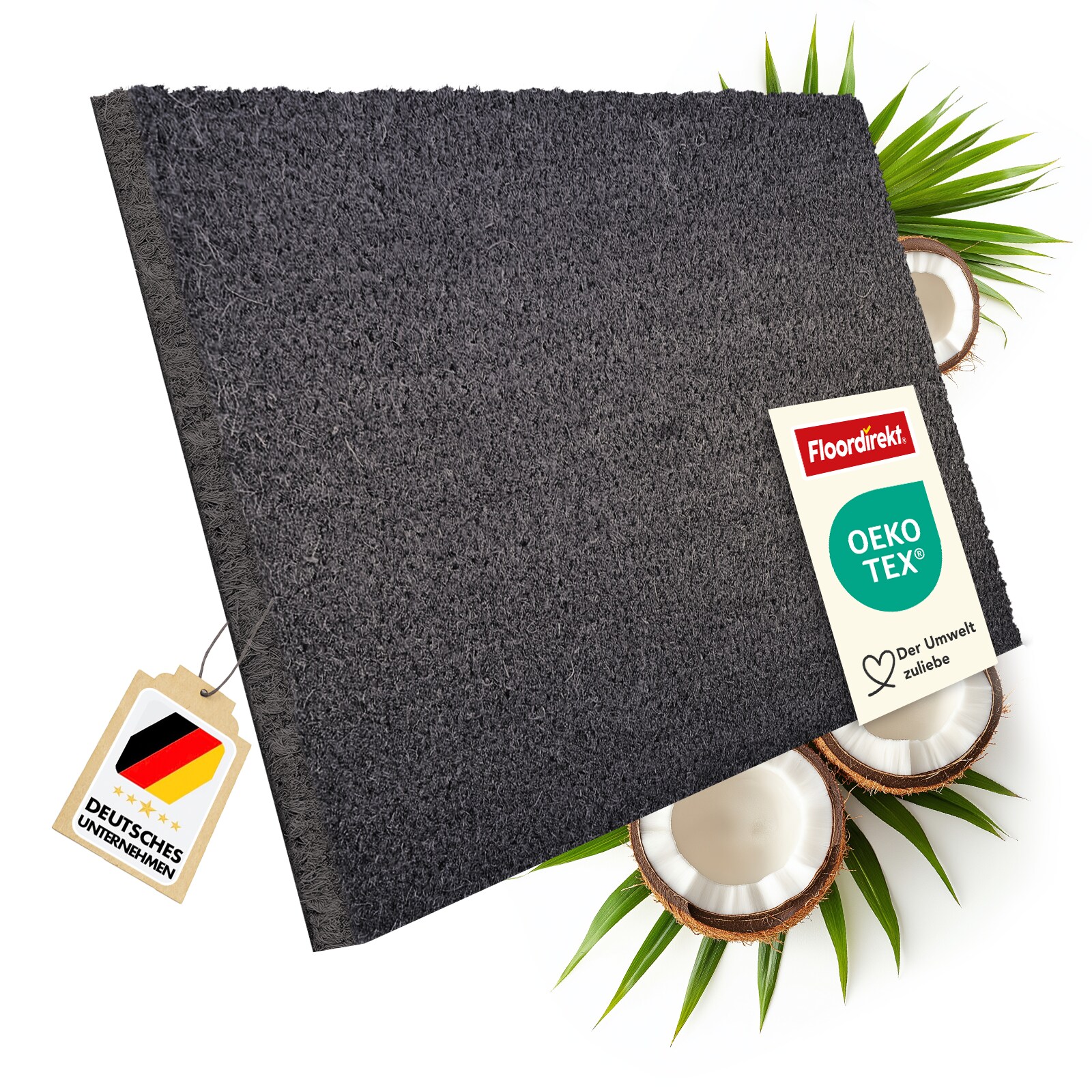 floordirekt Fußmatte Kokos Grau 17 mm