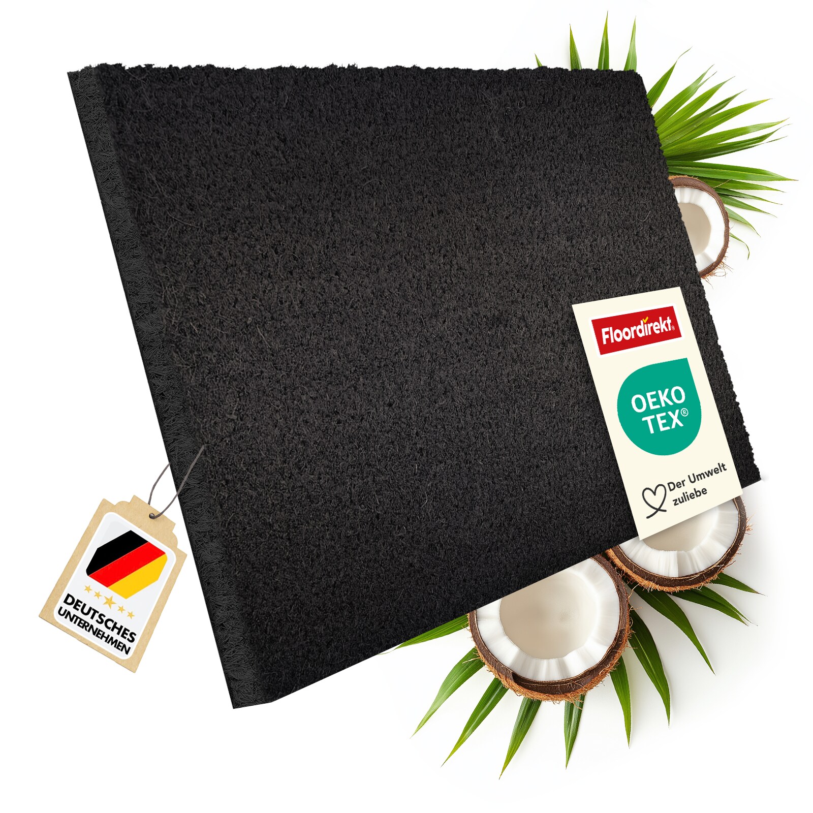 floordirekt Fußmatte Kokos Schwarz 17 mm
