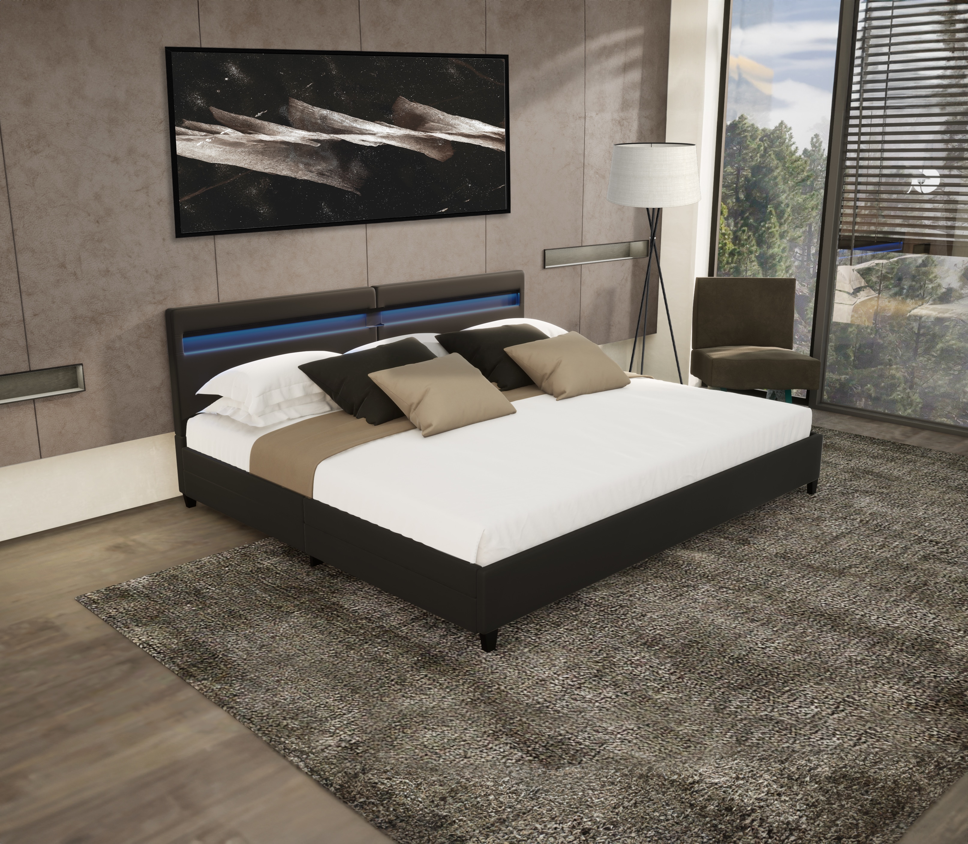 HOME DELUXE LED Bett Nube mit Schubladen 200x200cm - versch. Ausf&uuml;hrungen - ohne Matratze - Schwarz - Bild 1