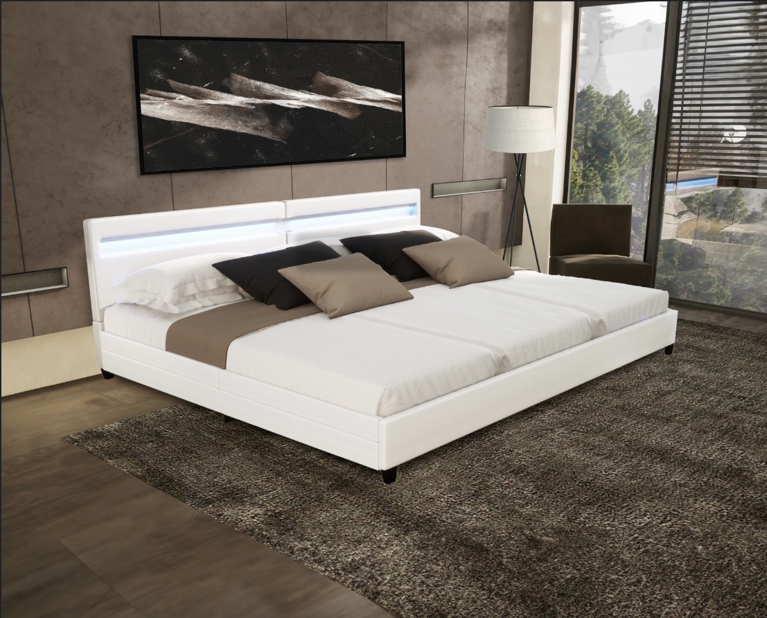 HOME DELUXE LED Familienbett Nube mit Schubladen 270x200cm - versch. Ausf&uuml;hrungen - ohne Matratze - Wei&szlig; - Bild 1