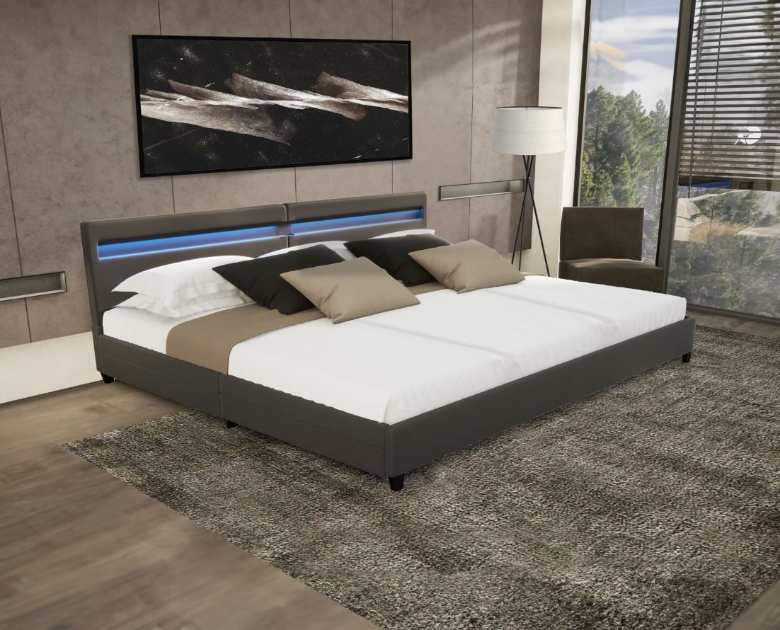 HOME DELUXE LED Familienbett Nube mit Schubladen 270x200cm - versch. Ausf&uuml;hrungen - ohne Matratze - Dunkelgrau - Bild 1