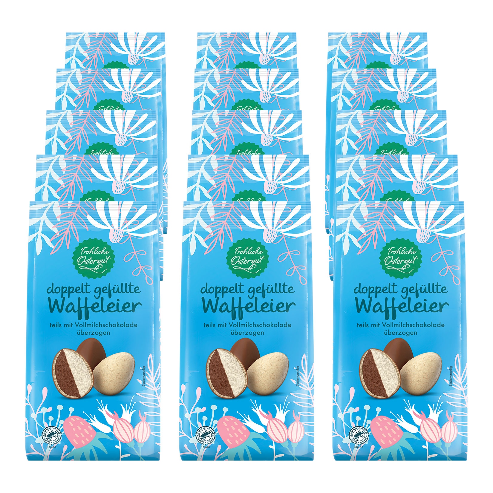 Fr&ouml;hliche Osterzeit Waffeleier Vollmilch 250 g, 15er Pack - Bild 1
