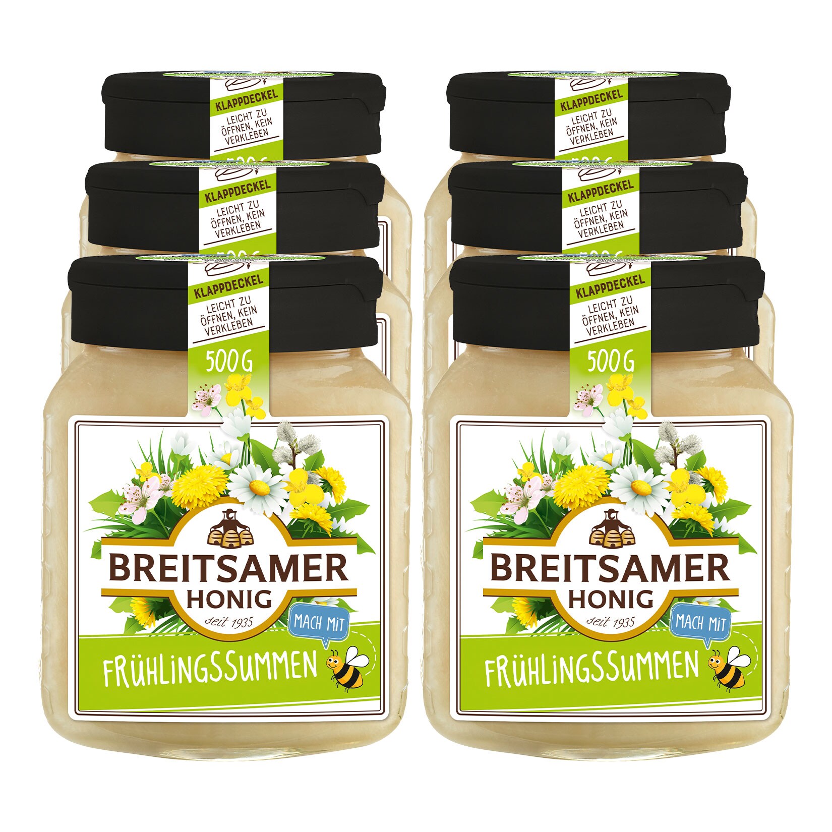 Breitsamer Fr&uuml;hlingssummen Honig 500 g, 6er Pack - Bild 1