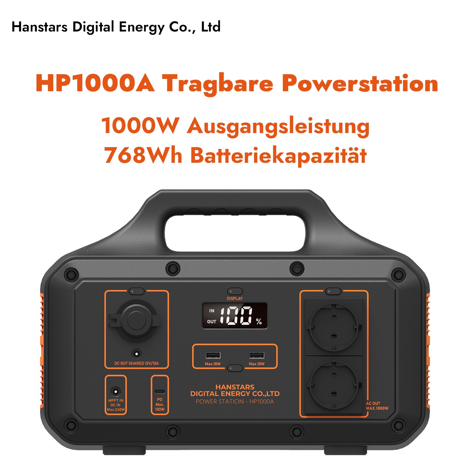 Hanstars Tragbare Powerstation: 1000W/768Wh - Bild 1