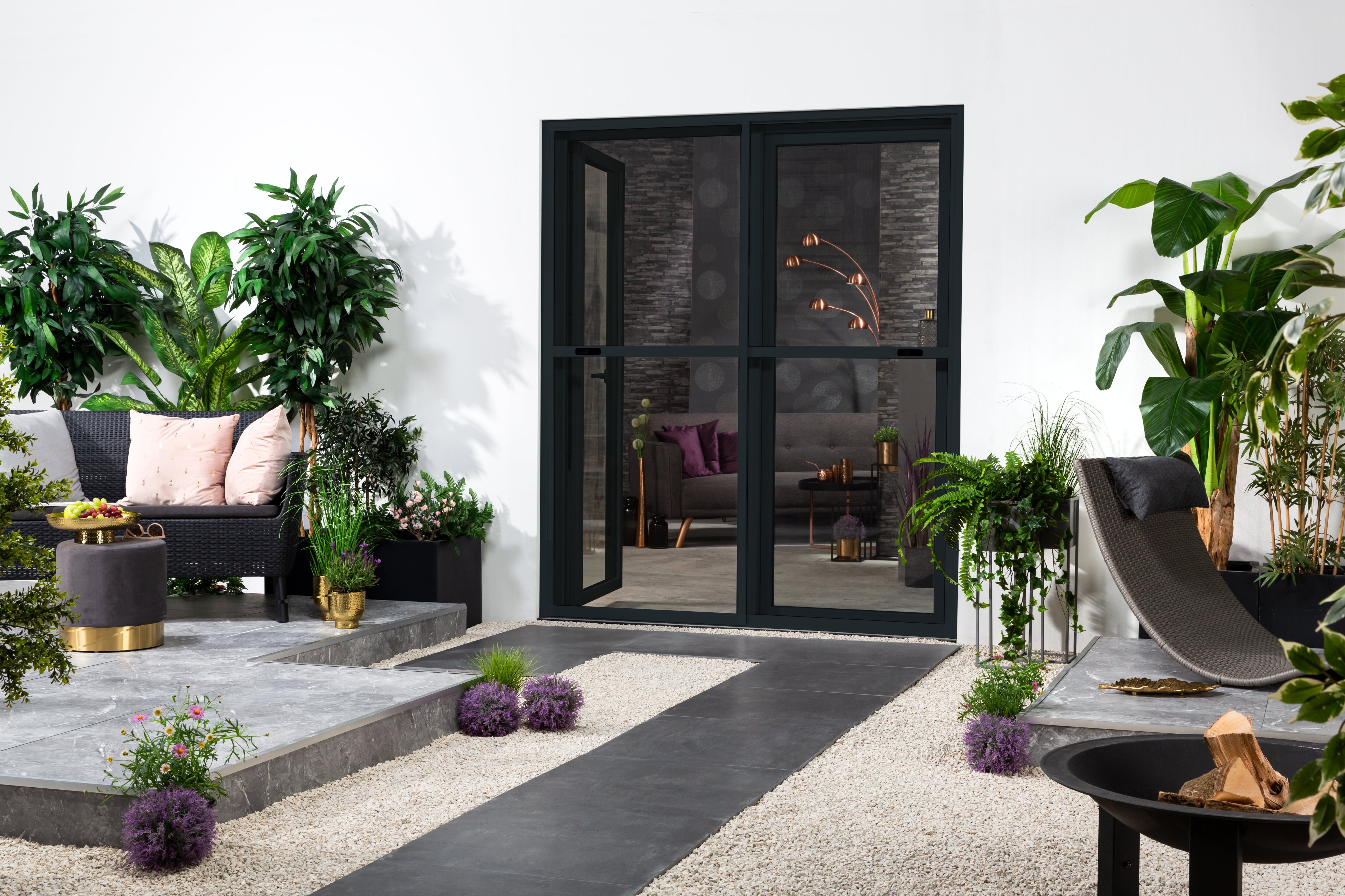 Alu - Doppelschiebet&uuml;r Insektenschutz "COMFORT", 240x240 cm, anthrazit - Bild 1