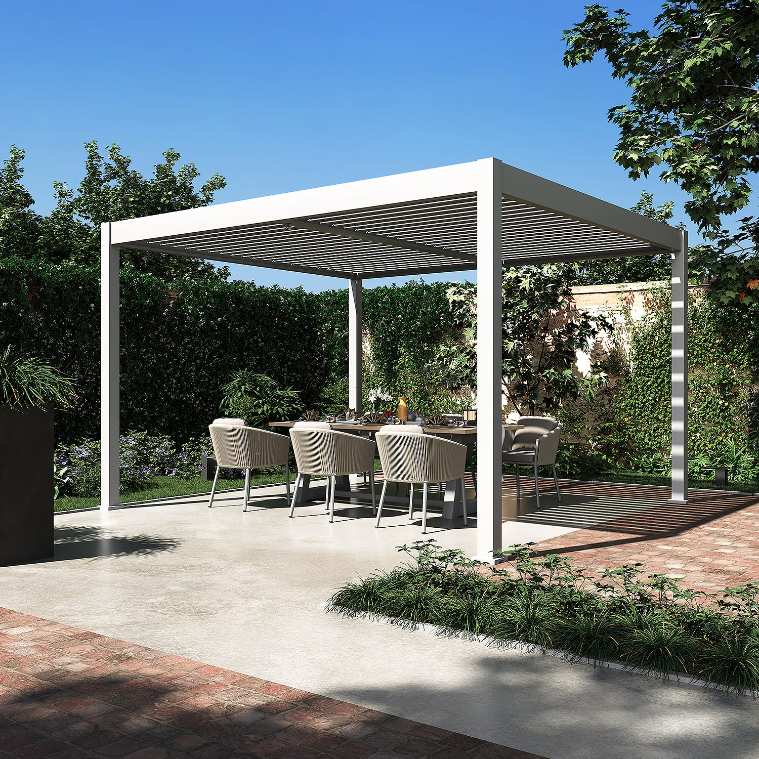 Pergola Pavillon mit Lamellen Dach Oasis 3,6 x 4m wei&szlig; - Bild 1