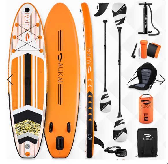 Stand Up Paddle Board "AUKAI Pro" mit Kajak-Sitz orange - Bild 1
