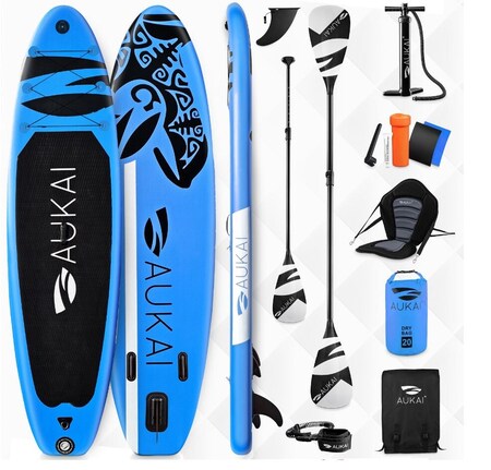 Stand Up Paddle Board "AUKAI Pro Ocean" mit Kajak-Sitz blau