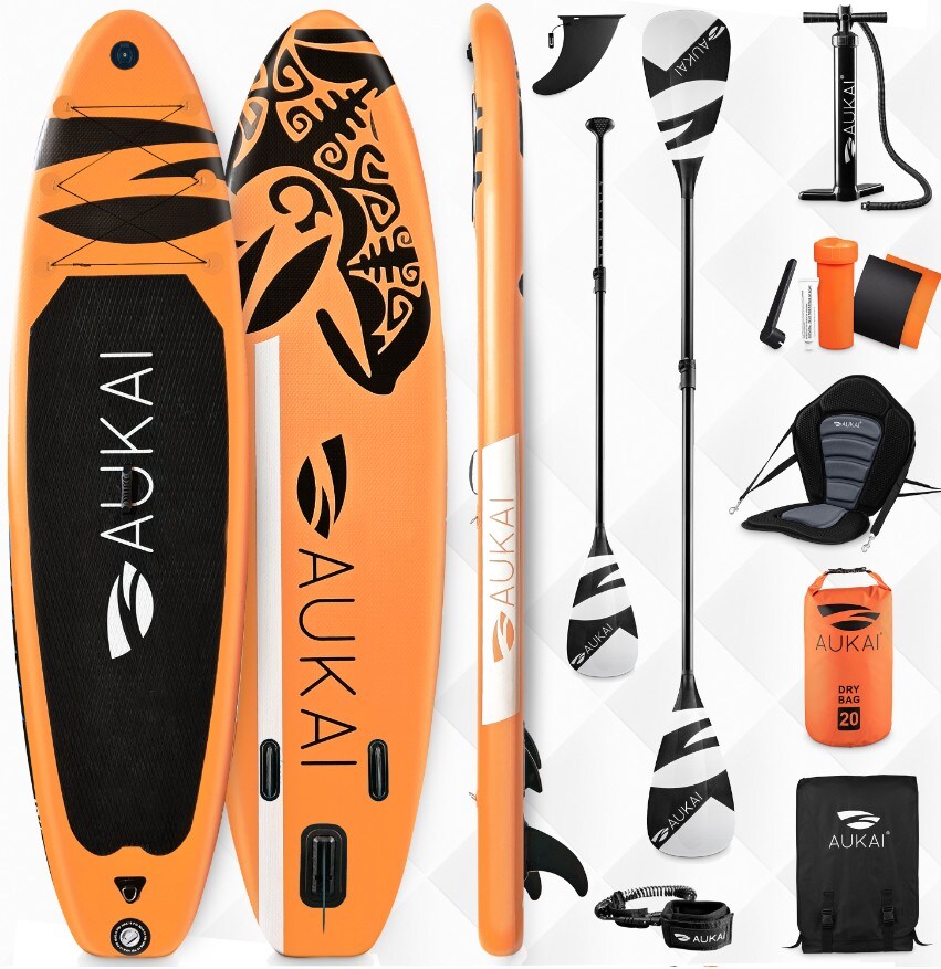 Stand Up Paddle Board "AUKAI Pro Ocean" mit Kajak-Sitz orange - Bild 1