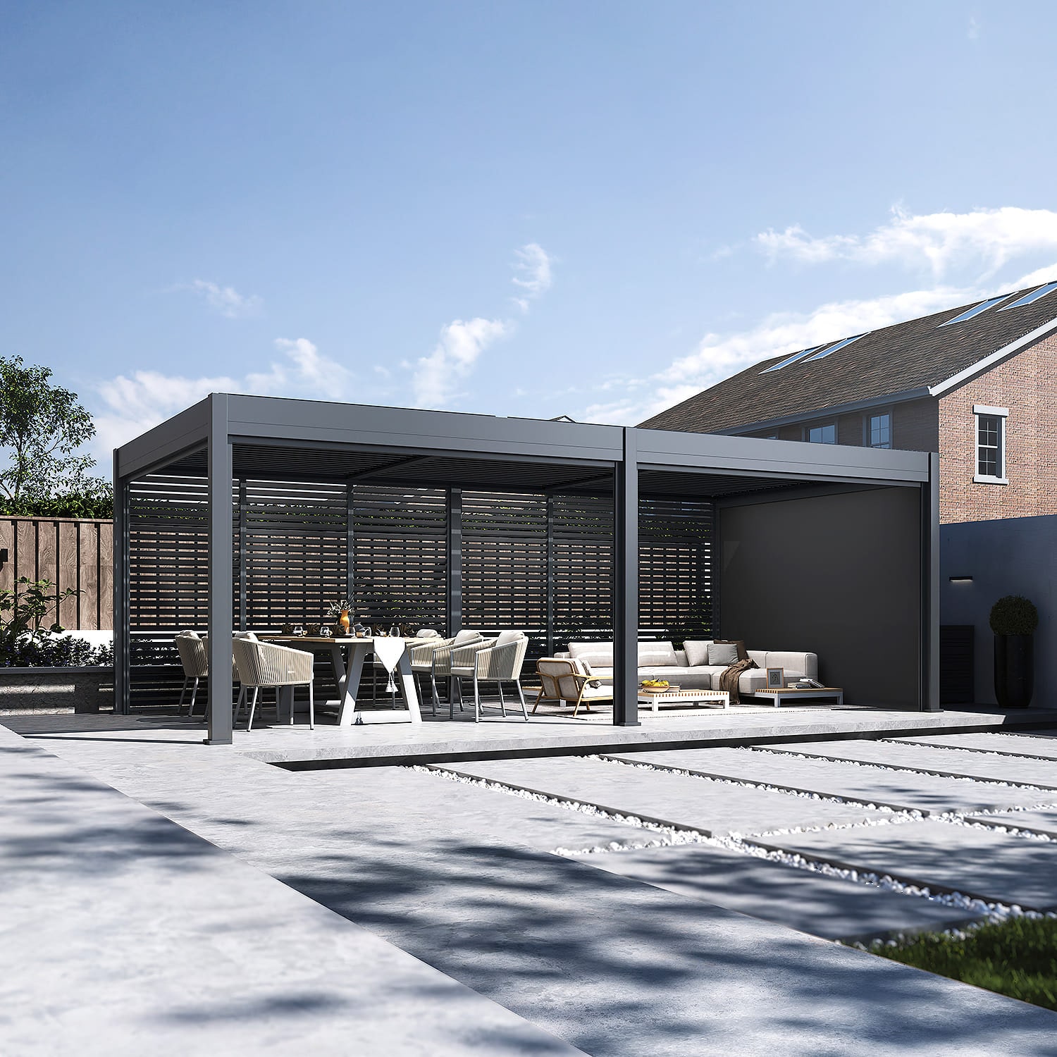 Pergola Pavillon mit Lamellen Dach Oasis 3,6 x 7,2m anthrazit - Bild 1