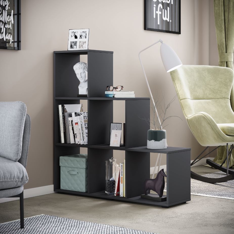 AI-SEN nonjoo - Treppenregal 6-Fach Anthrazit Dekor - Bild 1