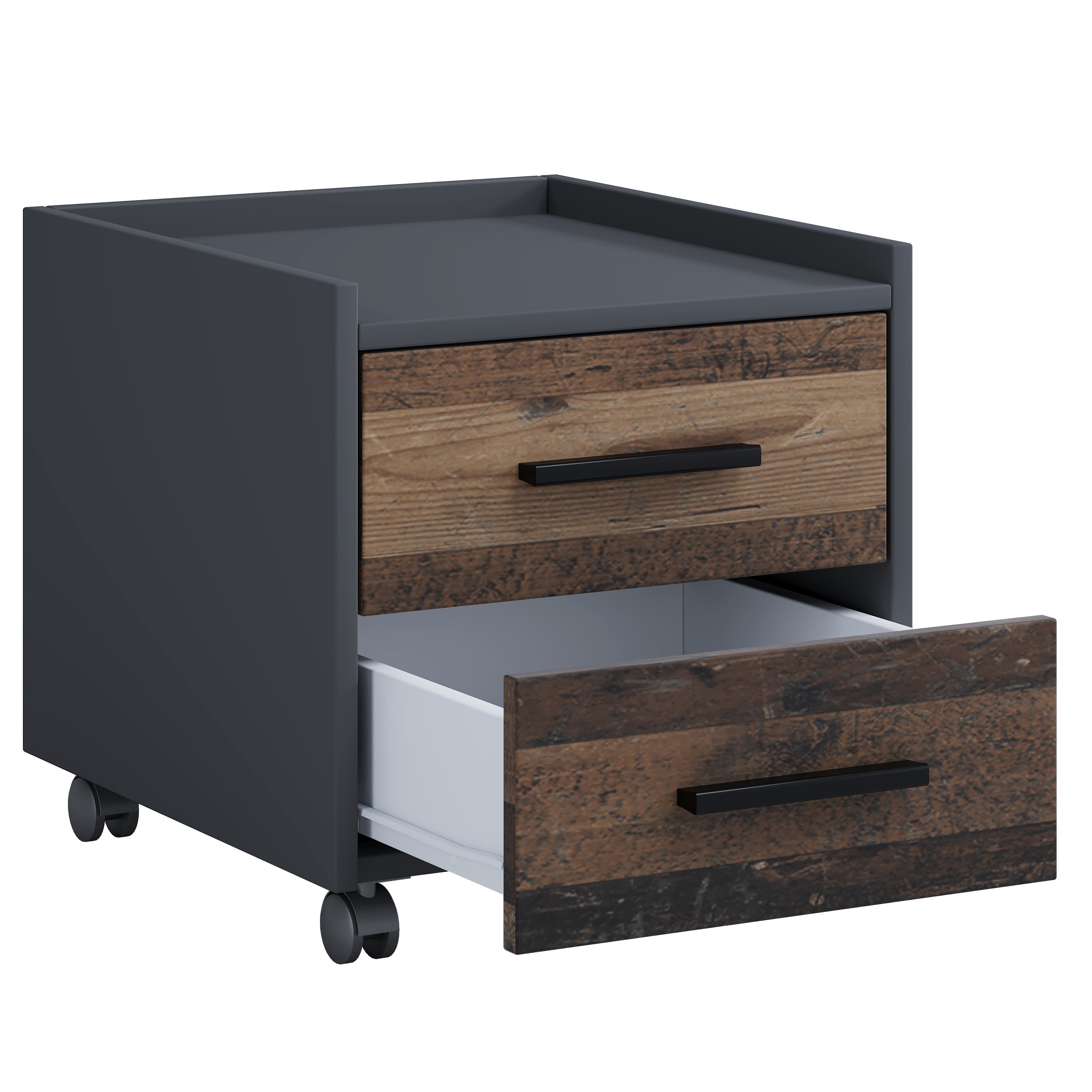 AI-SEN nonjoo-Teen Rollcontainer mit 2 Schubladen, 4 Umlenkrollen, Oberfl&auml;che Melamin - Bild 1