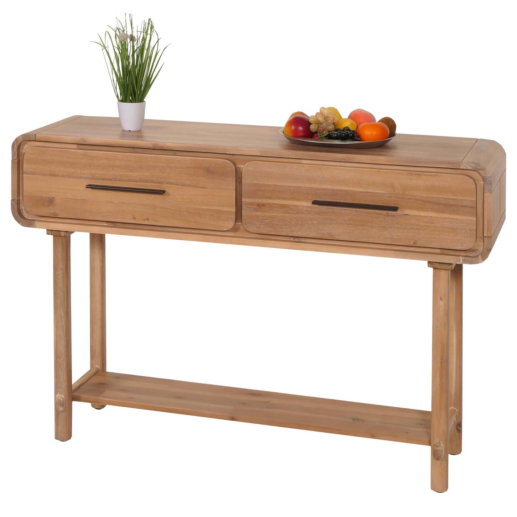 Konsolentisch MCW-M47, Telefontisch Beistelltisch Ablagetisch, Schublade, Akazie Massiv-Holz gebeizt 80x120x35cm 22kg | 04057651638331