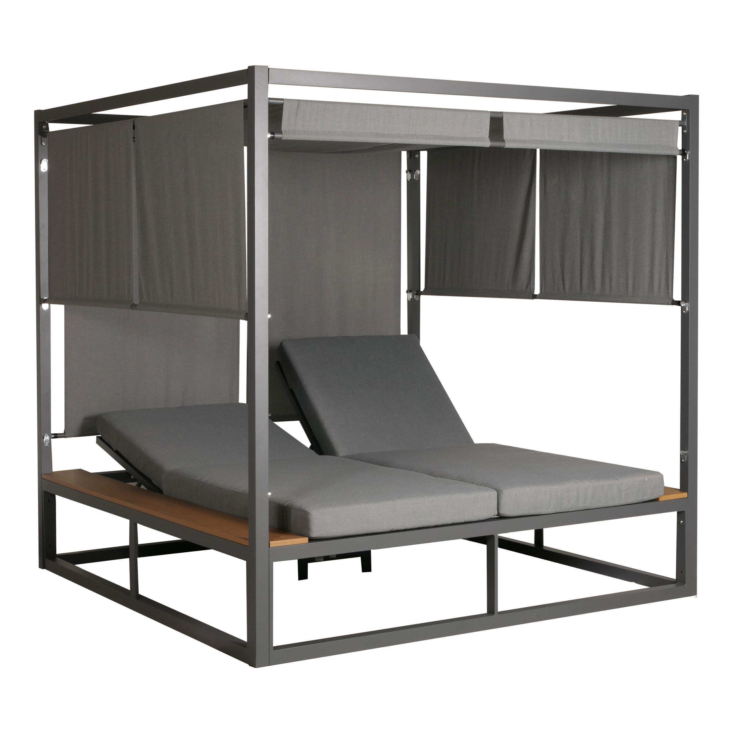 Aluminium Lounge-Gartenliege MCW-M63, Sonnenliege Bali-Liege Outdoor-Bett Daybed, 10cm-Polster 200cm ~ hellgrau - Bild 1