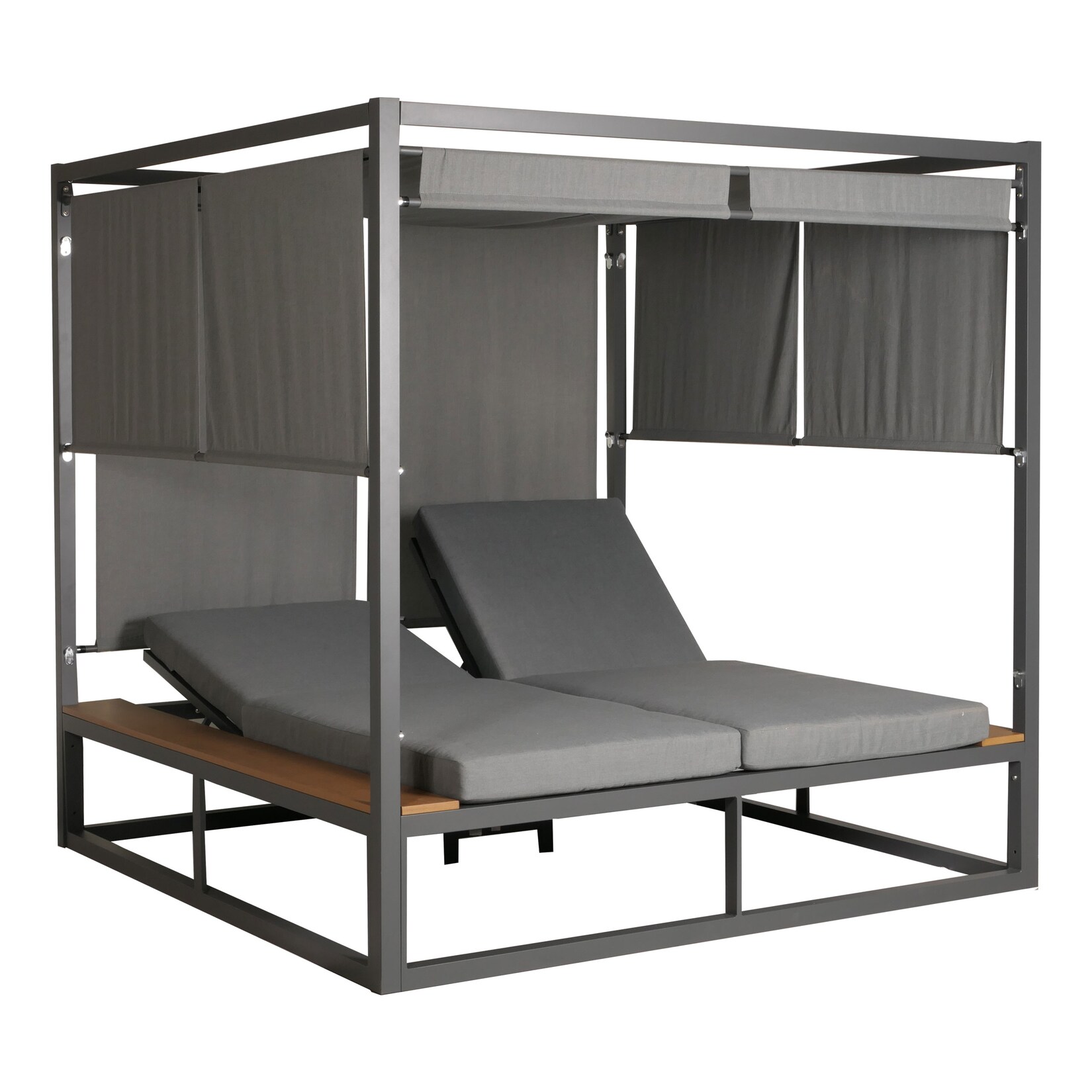 Aluminium Lounge-Gartenliege MCW-M63, Sonnenliege Bali-Liege Outdoor-Bett Daybed, 10cm-Polster 200cm ~ hellgrau | 04057651638492