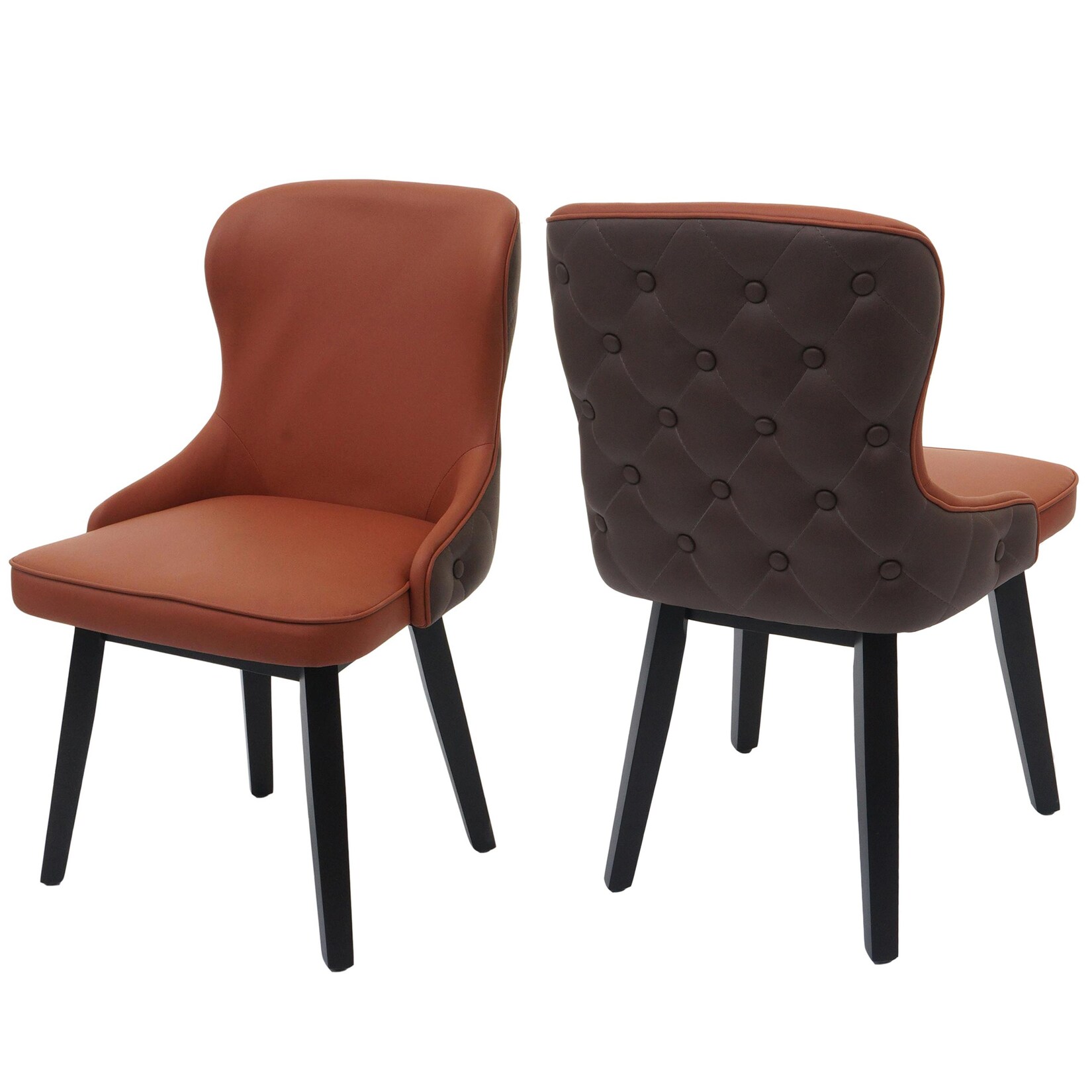 2er-Set Esszimmerstuhl MCW-M60, Polsterstuhl Küchenstuhl Lehnstuhl Stuhl, Stoff/Textil Massiv-Holz ~ terracotta-braun | 04057651827209