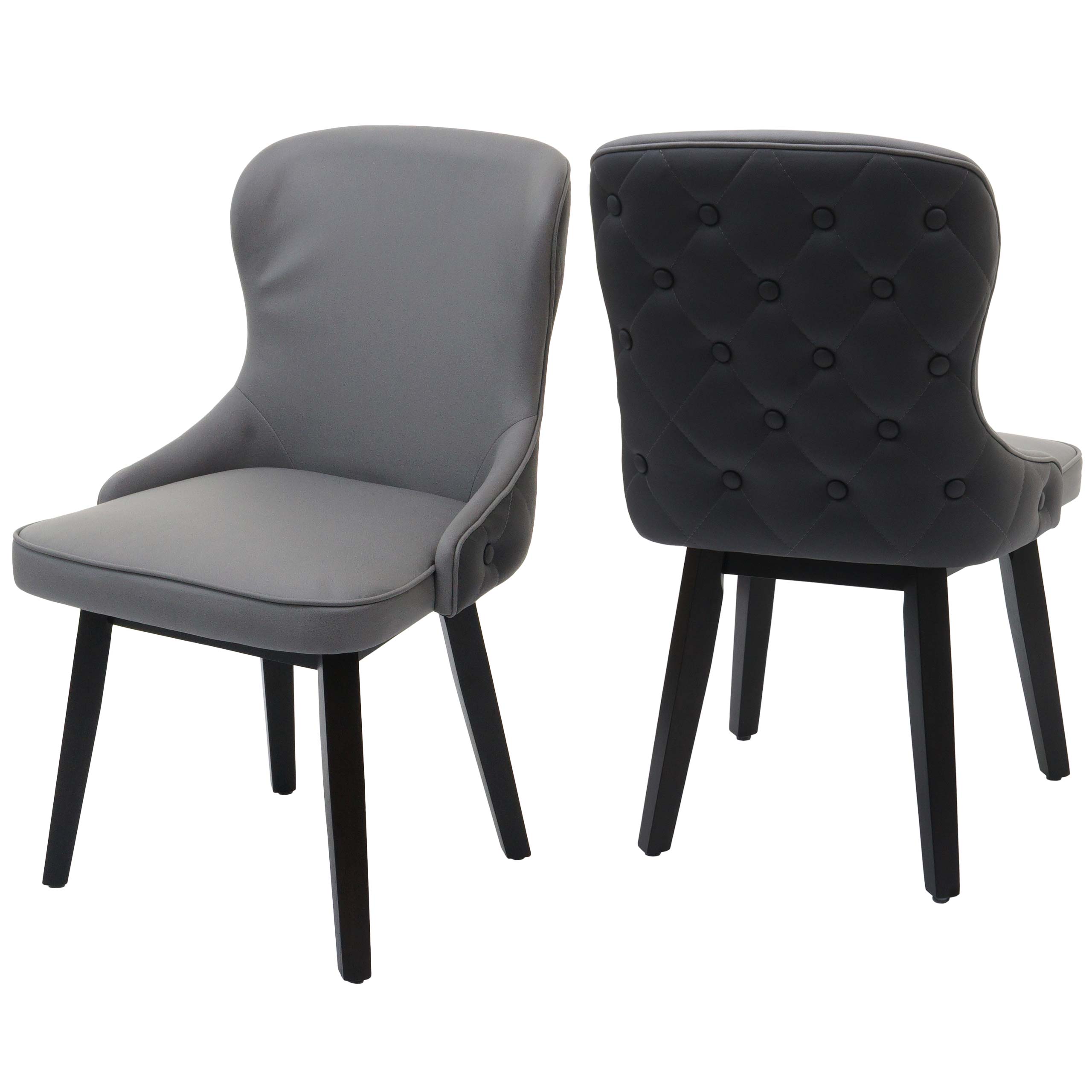 2er-Set Esszimmerstuhl MCW-M60, Polsterstuhl K&uuml;chenstuhl Lehnstuhl Stuhl, Stoff/Textil Massiv-Holz ~ dunkelgrau-hellgrau - Bild 1