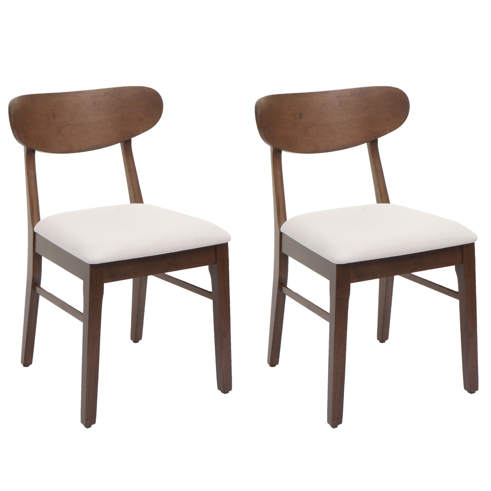 2er-Set Esszimmerstuhl MCW-M59, Küchenstuhl Stuhl, Stoff/Textil Massiv-Holz ~ dunkles Gestell, creme