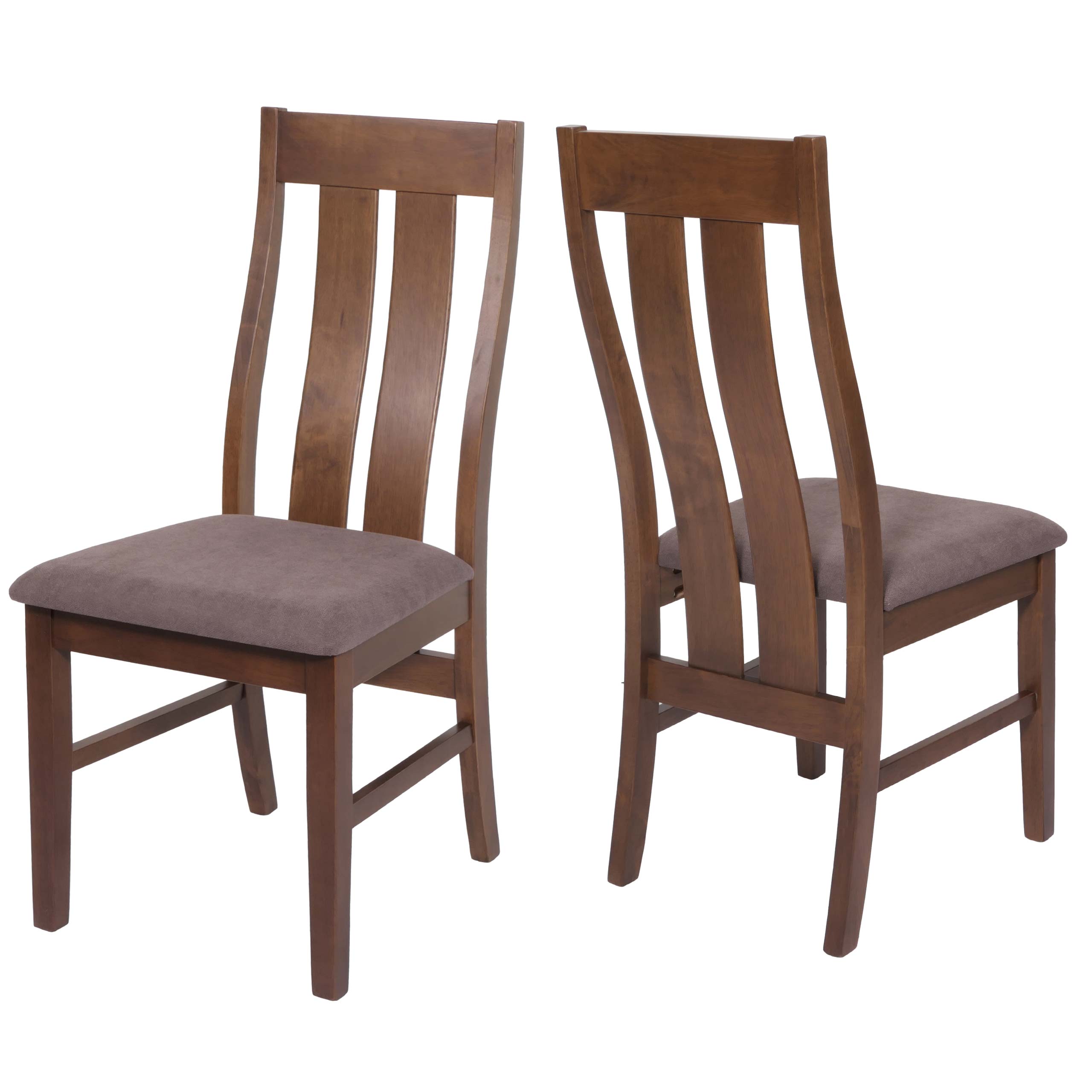 2er-Set Esszimmerstuhl MCW-M58, K&uuml;chenstuhl Lehnstuhl Stuhl, Stoff/Textil Massiv-Holz ~ dunkles Gestell, taupe - Bild 1
