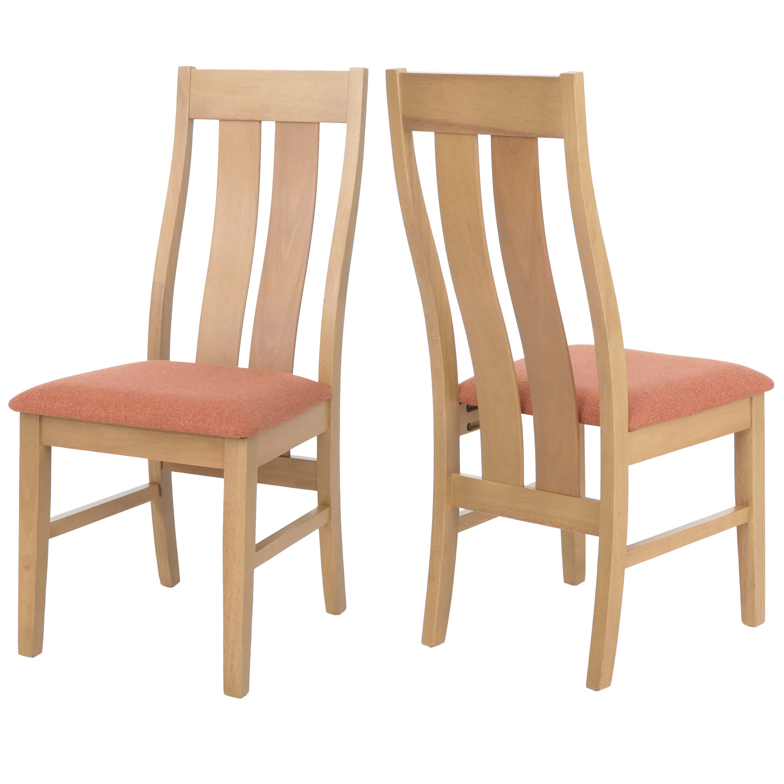 2er-Set Esszimmerstuhl MCW-M58, K&uuml;chenstuhl Lehnstuhl Stuhl, Stoff/Textil Massiv-Holz ~ helles Gestell, terrakotta - Bild 1