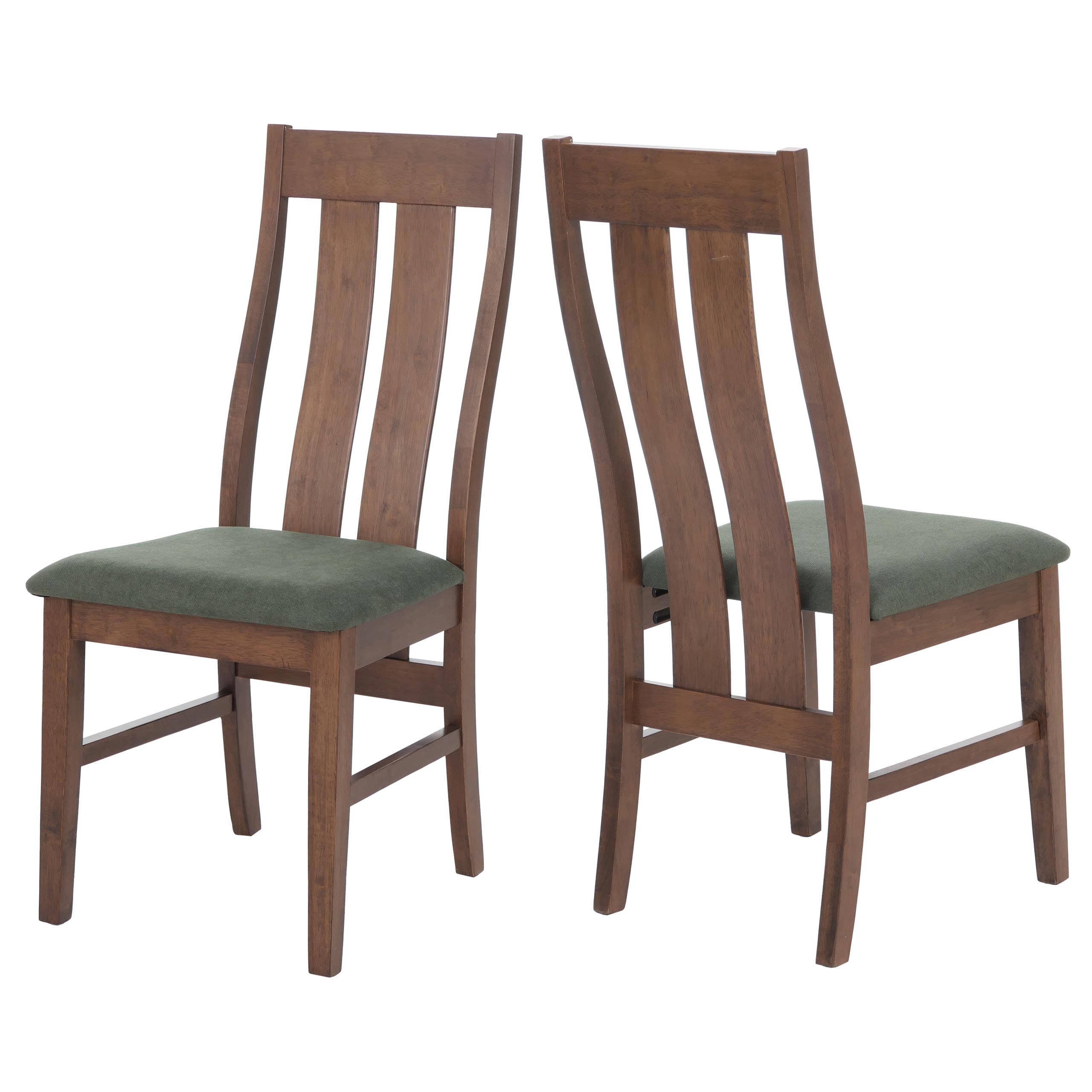 2er-Set Esszimmerstuhl MCW-M58, K&uuml;chenstuhl Lehnstuhl Stuhl, Stoff/Textil Massiv-Holz ~ dunkles Gestell, dunkelgr&uuml;n - Bild 1